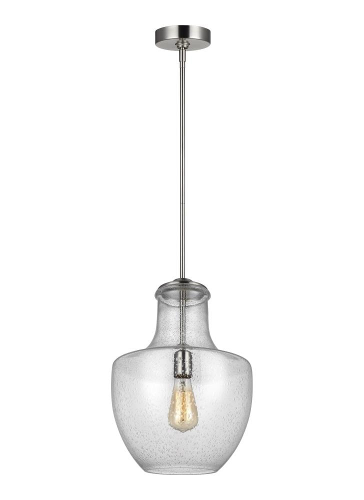 Satin Nickel Clear Seeded Glass Mini Pendant Light