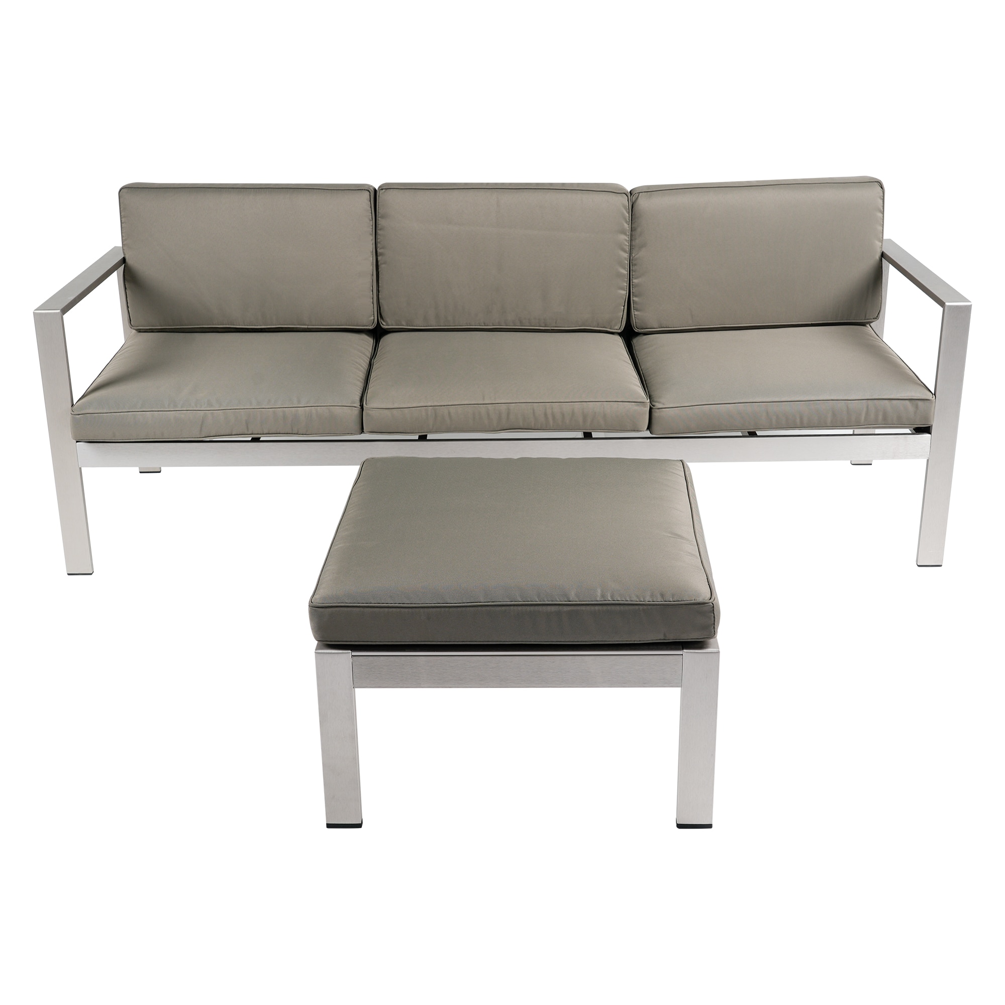 JIMSMAISON BOGAPCS05KH 2 -Piece Patio Sofa Conversation Set with Gray Cushions
