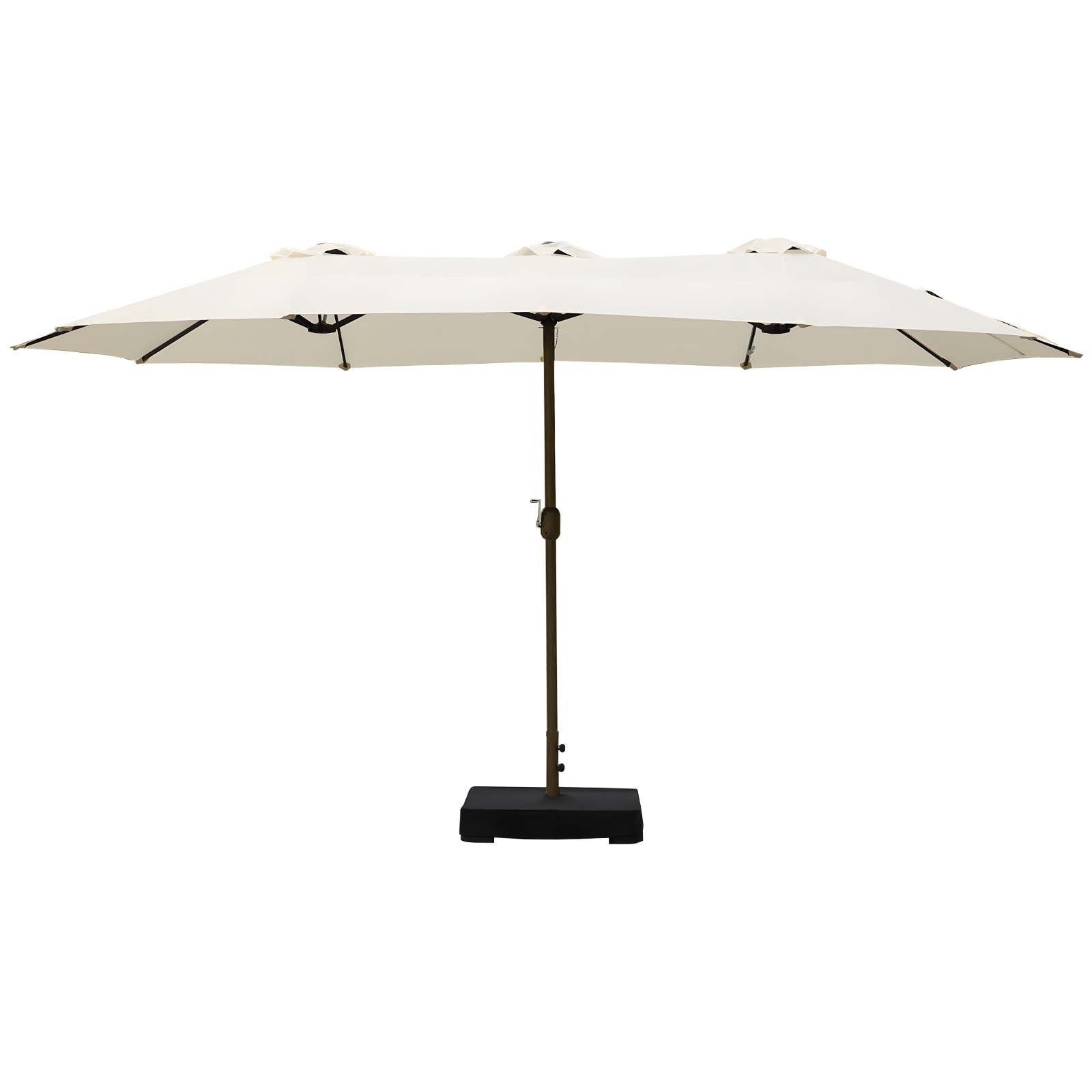 Aoodor A065-PBEBE 15-Feet Steel Off-white Crank Market Patio Umbrella with Base