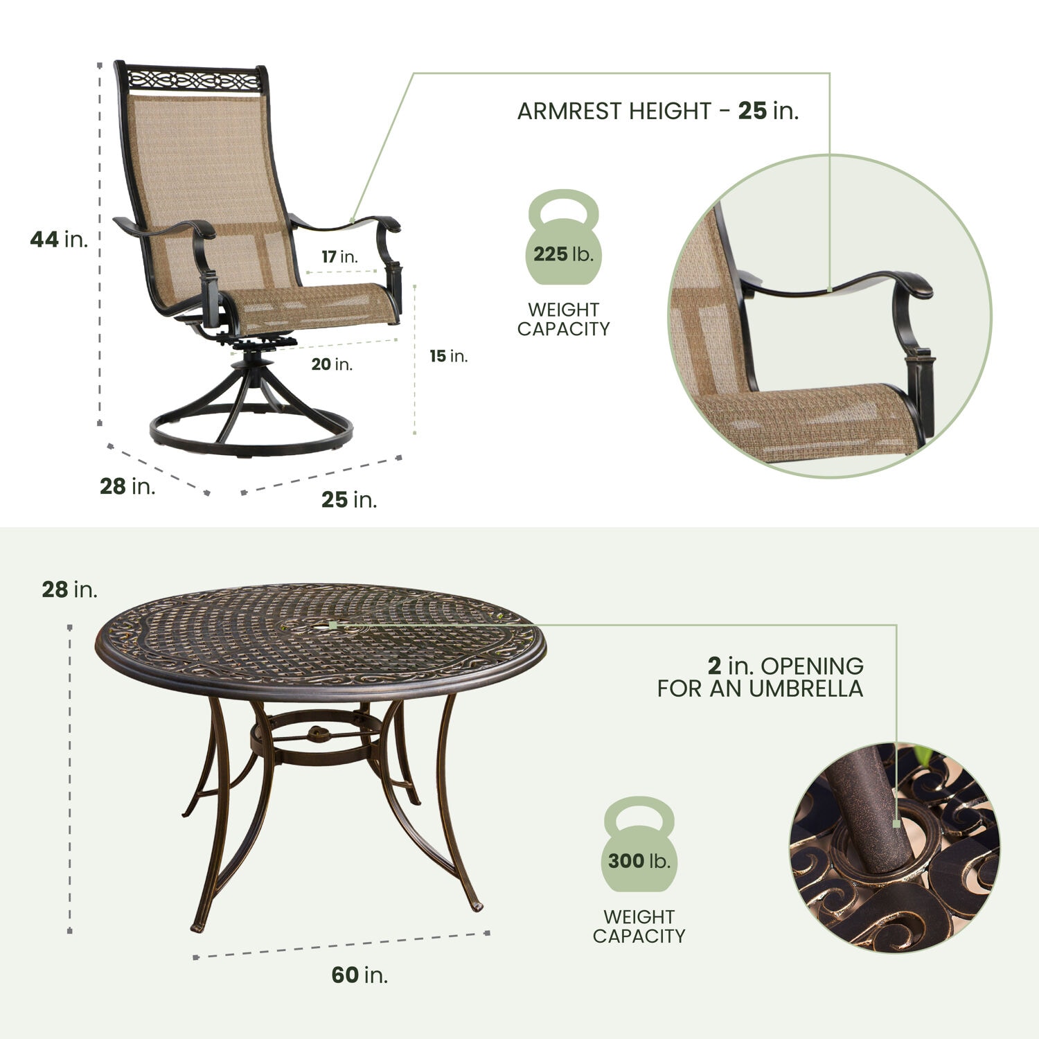 Cedar Aluminum 7-Piece Outdoor Dining Set with Swivel Rockers
