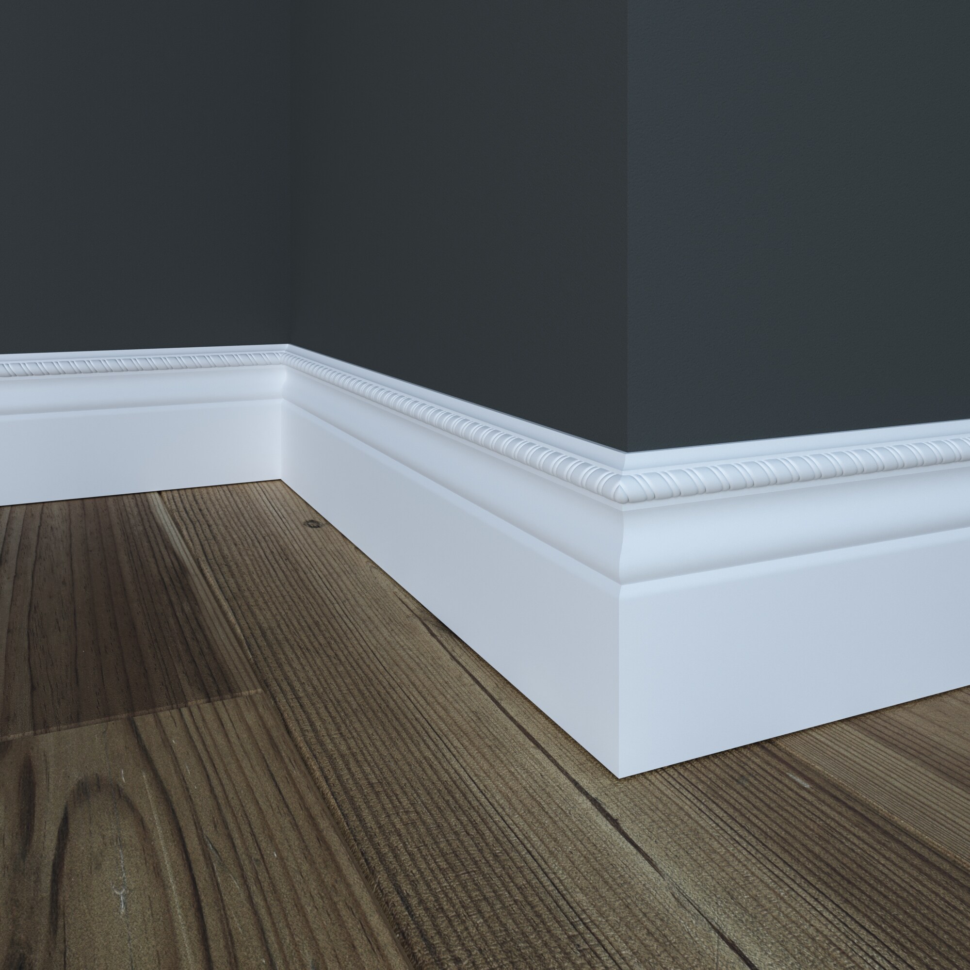 Ornamental 3/8-in x 4-in x 8-ft Primed White Hard Baseboard Moulding in ...