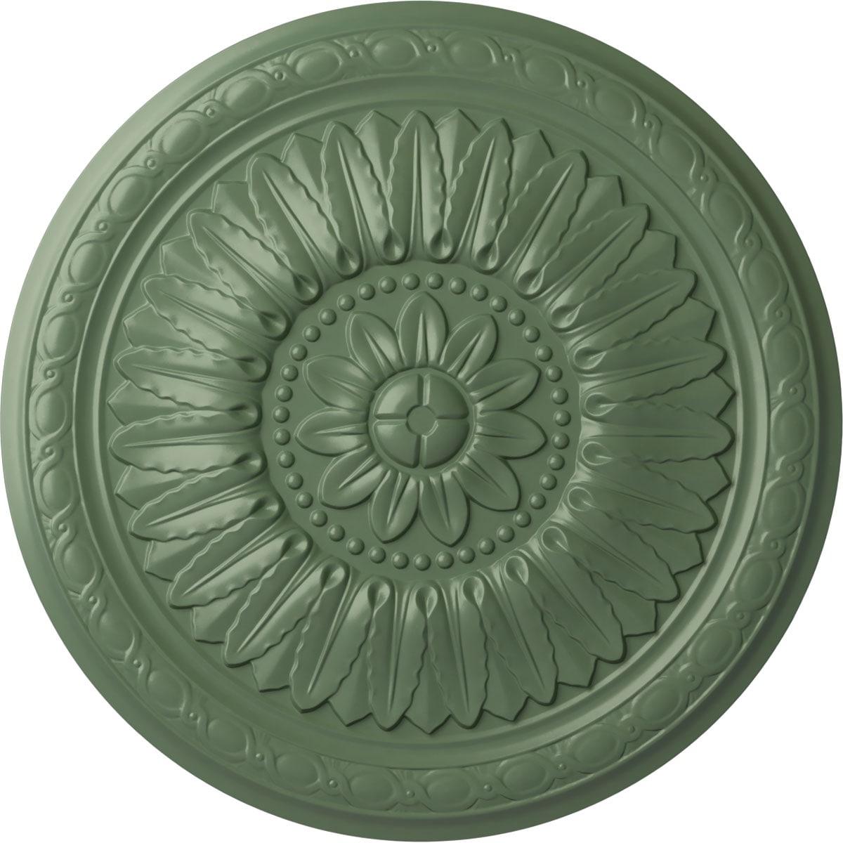 Ekena Millwork CM24TEAGF Temple 24-in W x 24-in L Painted Athenian Green Polyurethane Whole Ceiling Medallion