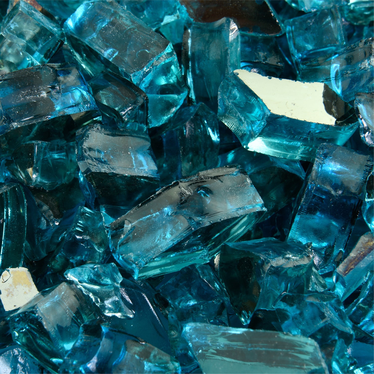 Yard Elements 01-0342 Tahitian Blue Reflective- Fire Glass For Indoor and Outdoor Fire Pits or Fireplaces 10 Pounds 1/2-in