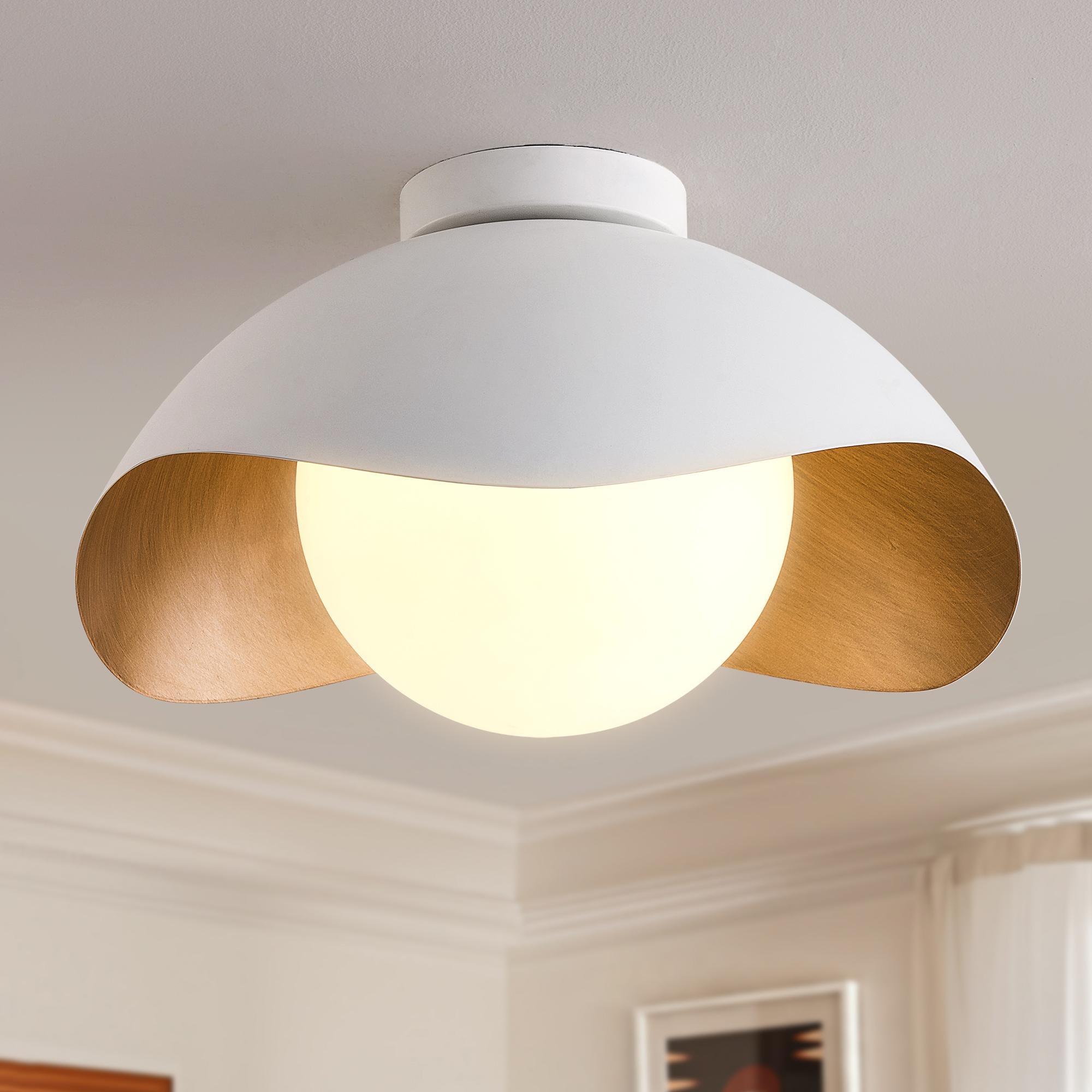 Maxax 15.5" 1-Light Modern Globe ETL Flush Mount Ceiling Light With ...