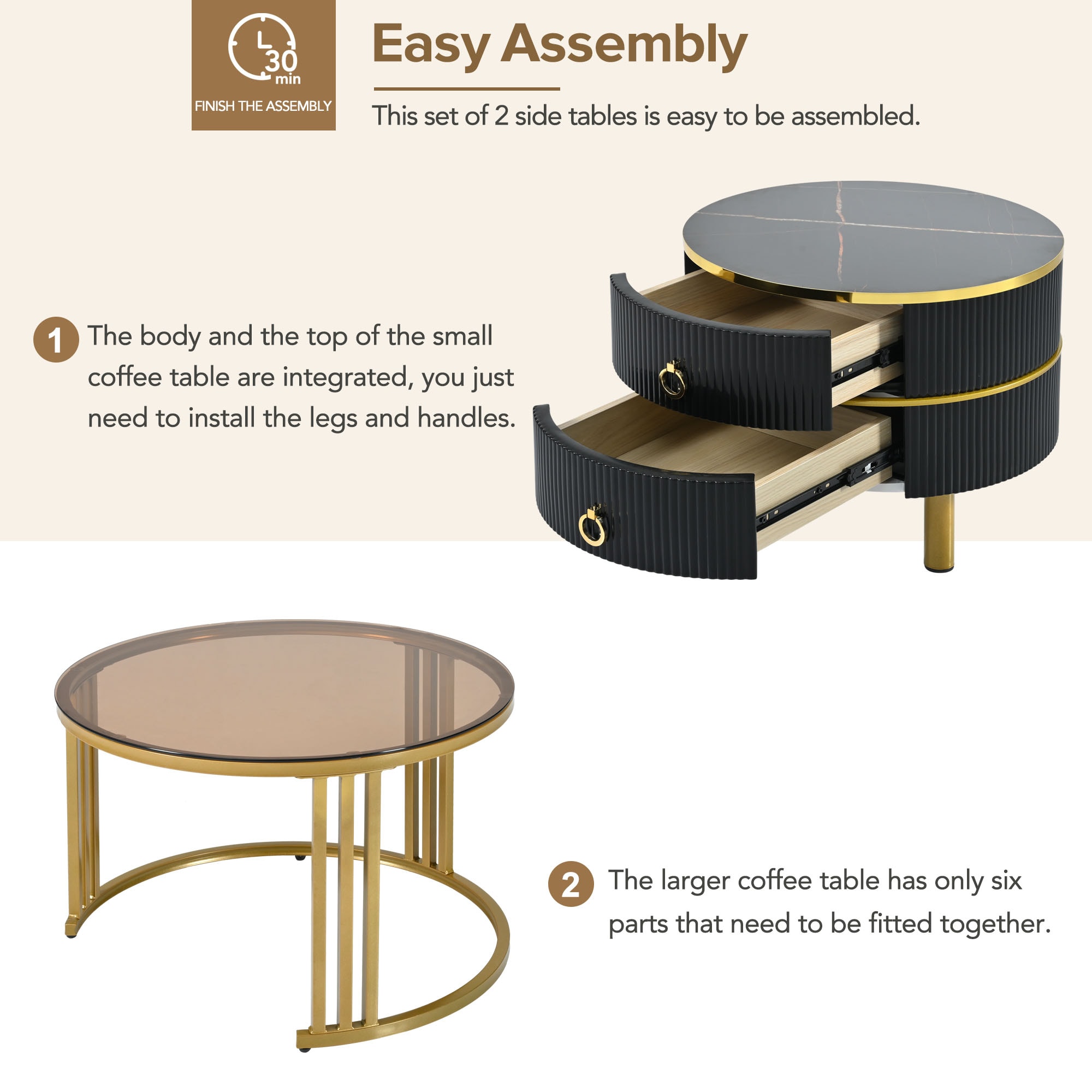 LIVIZA GIZ-NTX3232BK Coffee-Tables - View #4