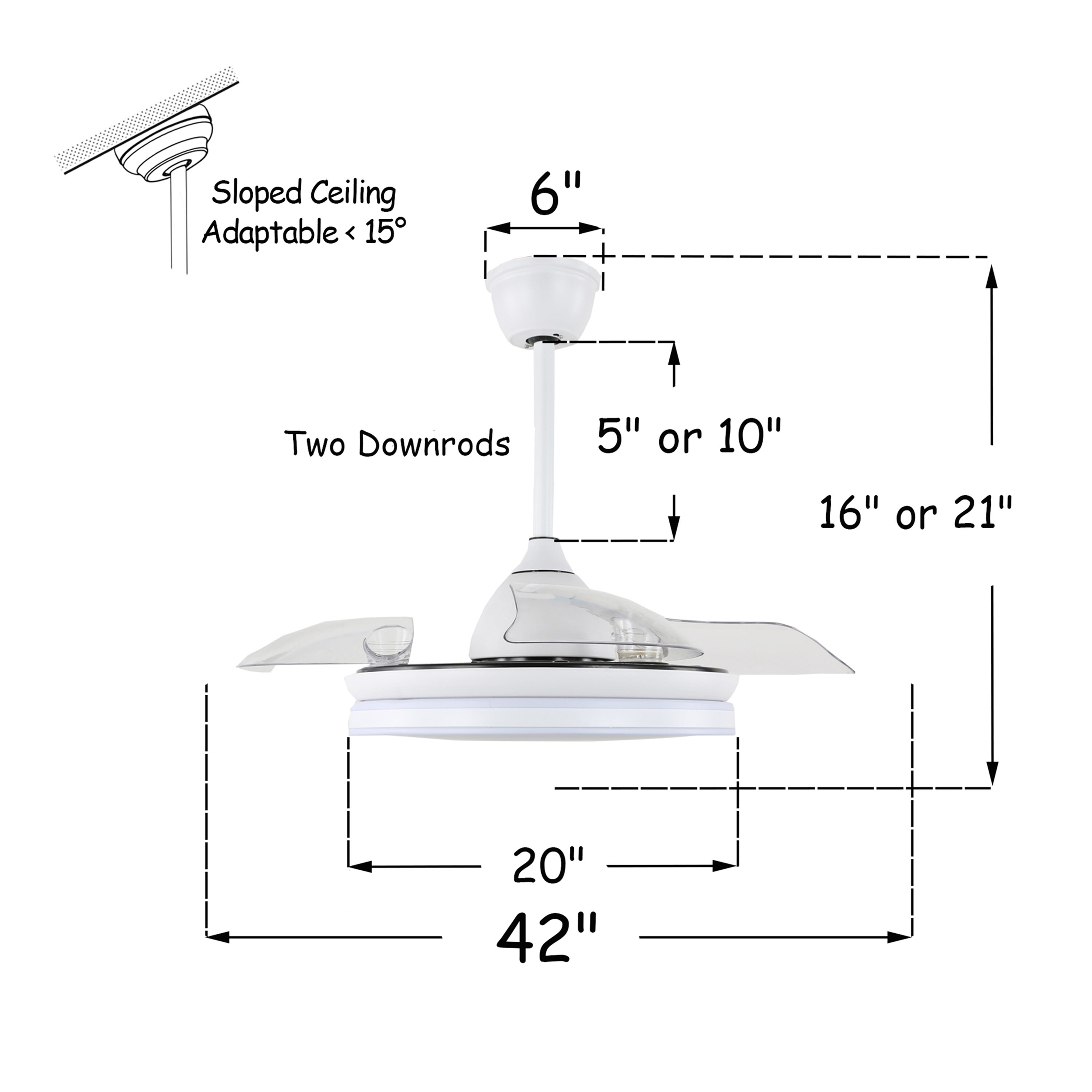 Oaks Decor Mogan 42-in White with Clear Blades Color-changing ...