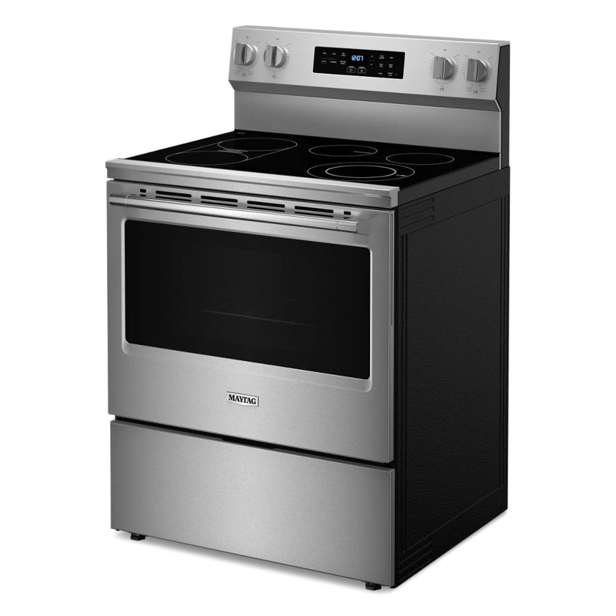 Maytag 30-in Glass Top 5 Burners 5.3-cu ft Self-Cleaning Air Fry ...