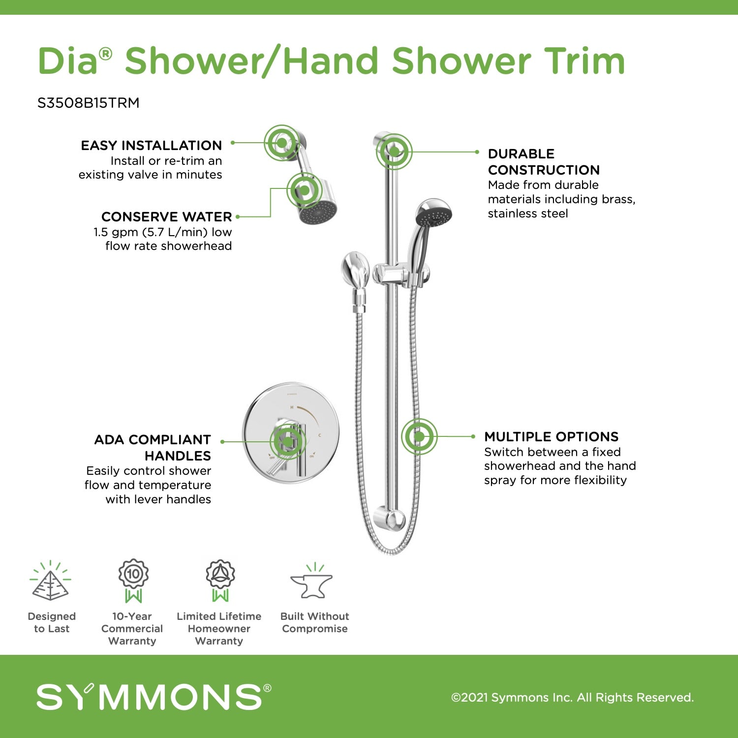 Symmons S3508B15TRM Tub-Shower-Faucets - View #3