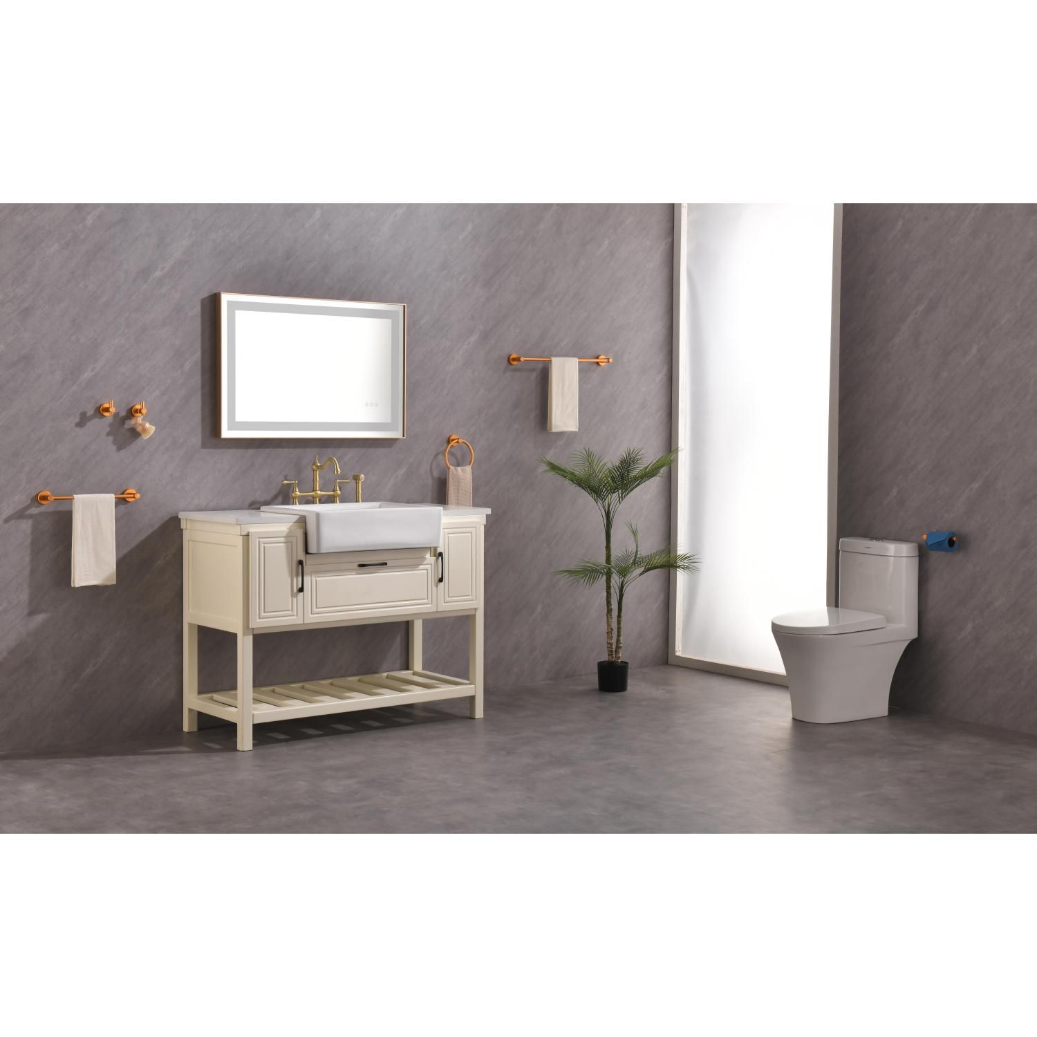 JASMODER W127257113 24-Inches W x 41.7-Inches H Rectangle Gold Framed Lighted Wall Mirror