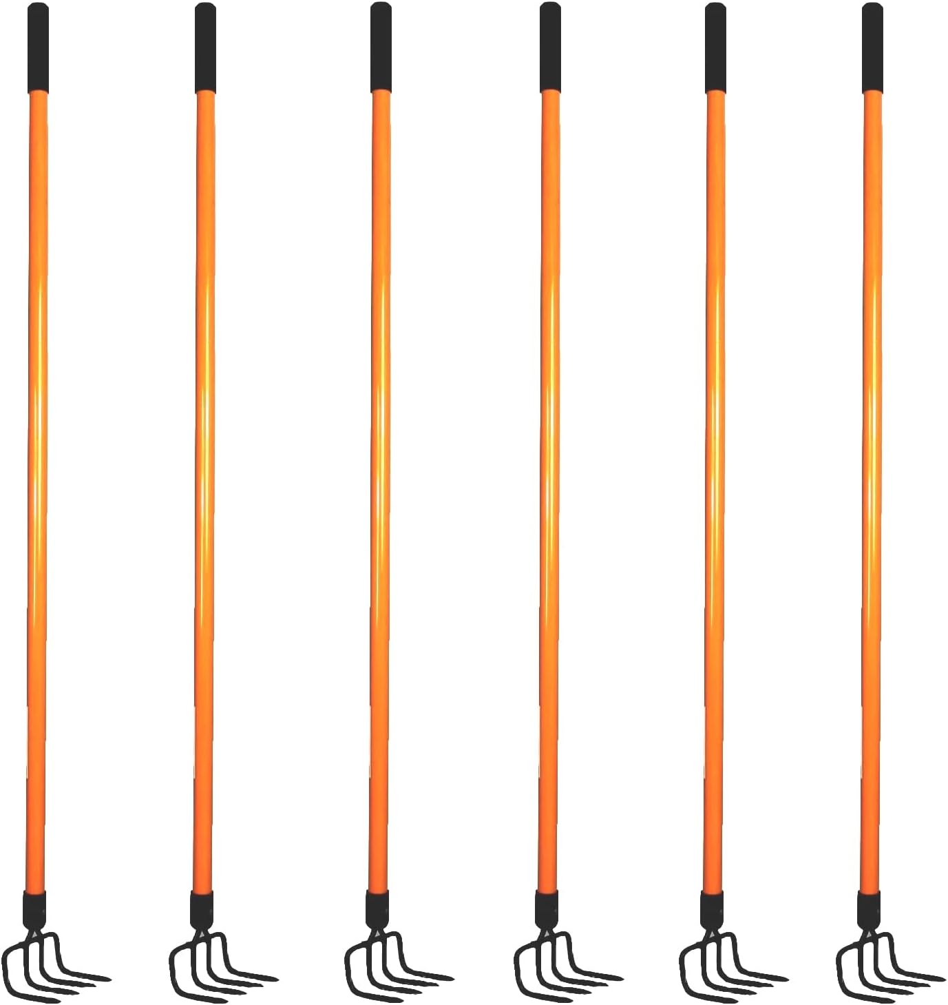 Ashman Online CULTIVATOR6PACK 56-in L Fiberglass -Handle Steel Garden Rake