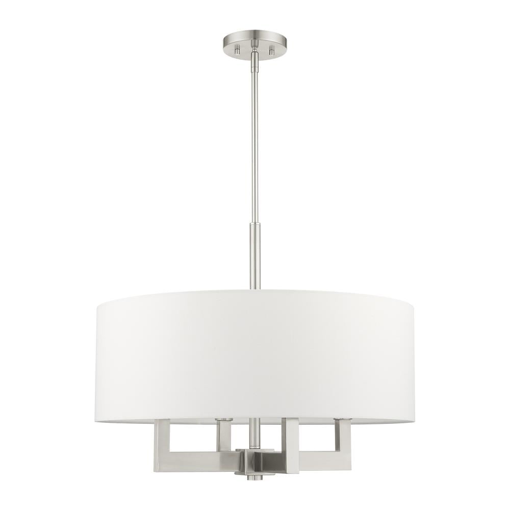 Cresthaven 4-Light Brushed Nickel Chandelier with Off-White Fabric Shade
