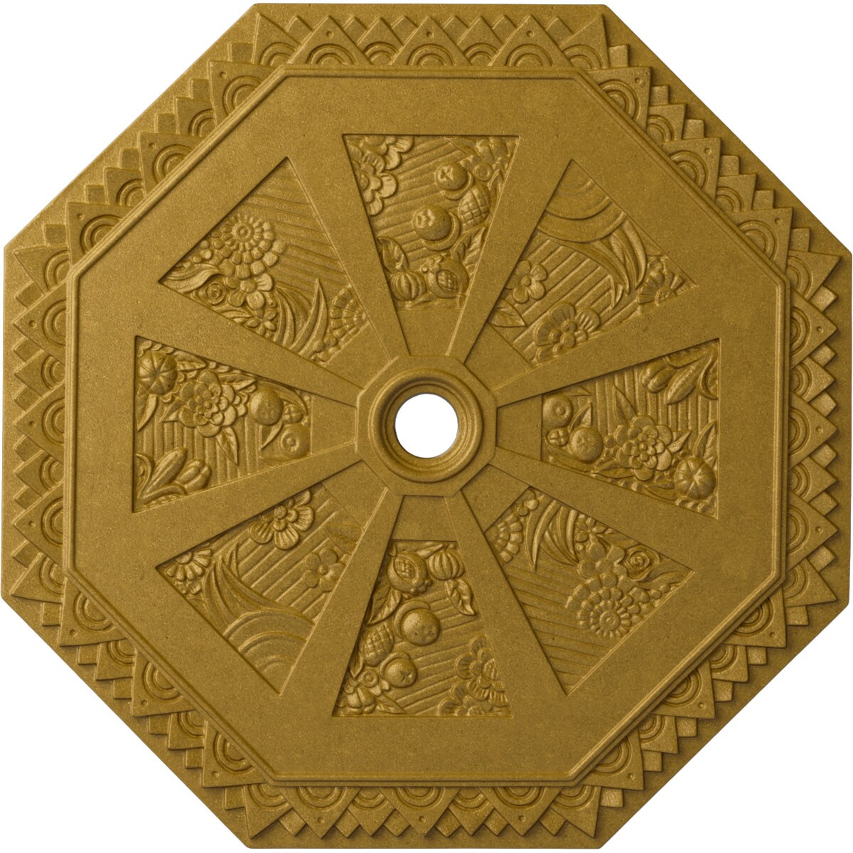 Ekena Millwork CM30SPPGS Spring Octagonal 29.125-in W x 29.125-in L Painted Pharaohs Gold Polyurethane Whole Ceiling Medallion