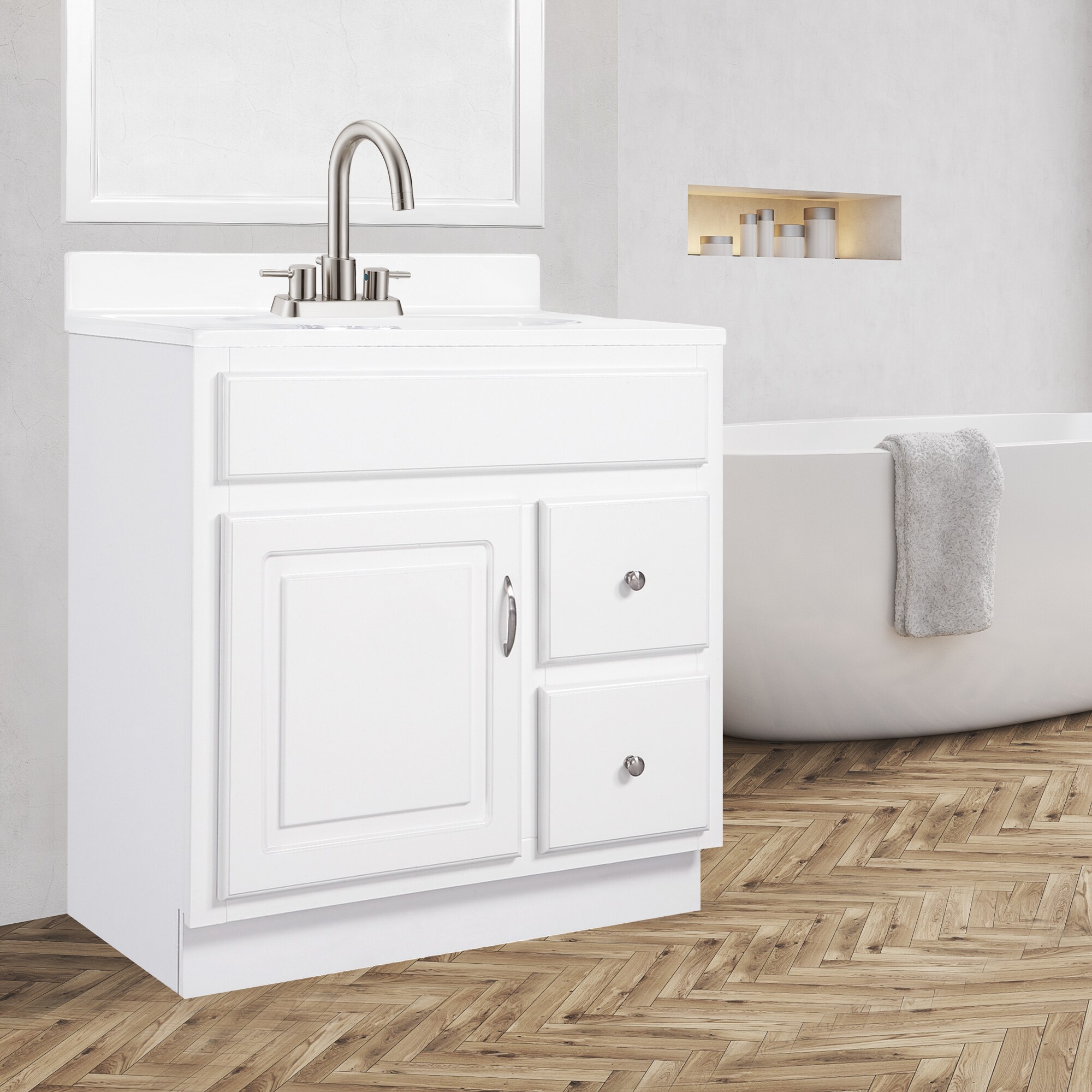 Concord 30-Inch White Pine Bathroom Vanity Cabinet