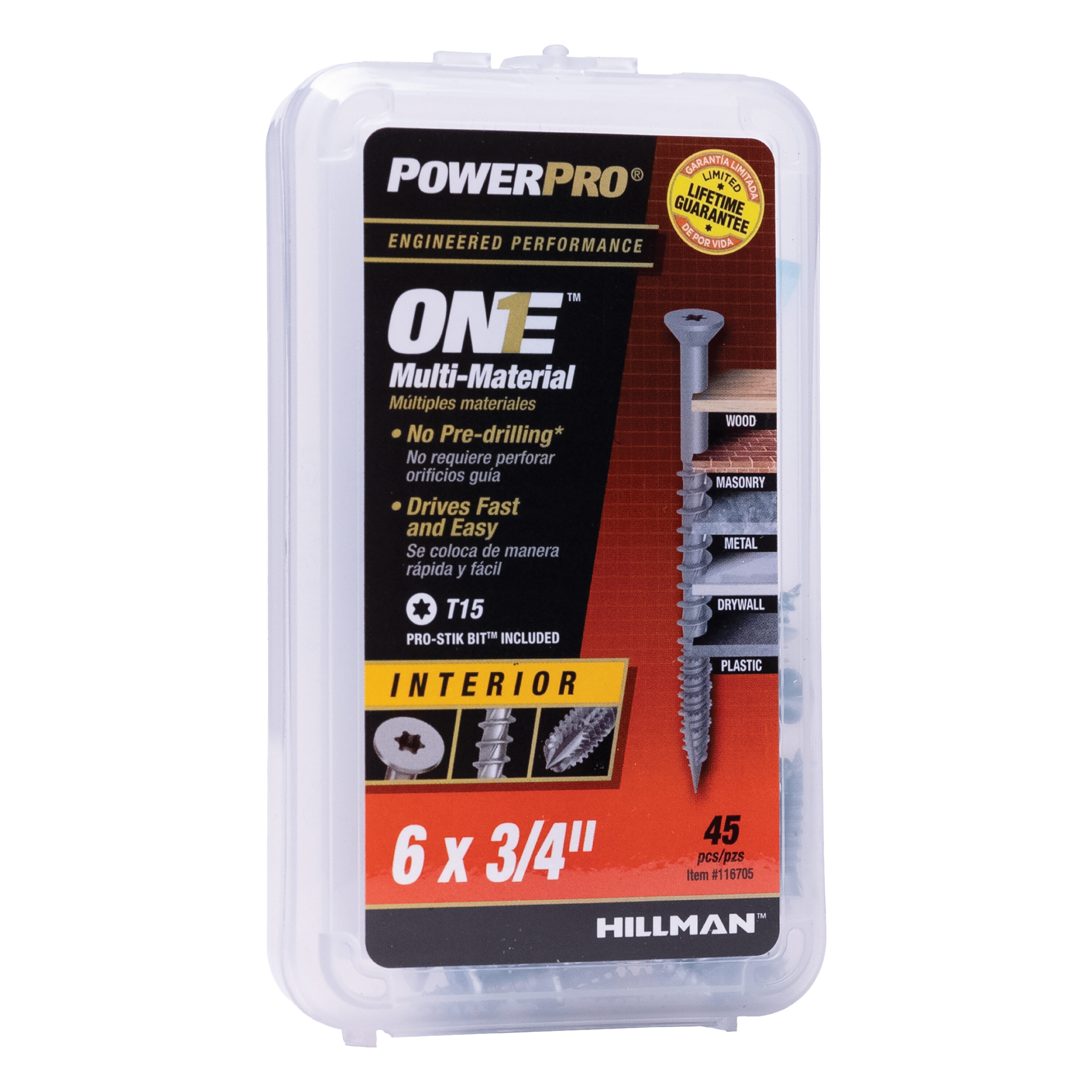 Hillman 116705 One # #6 x 3/4-in Zinc-plated Interior Wood screws ( 45 -Per Box )