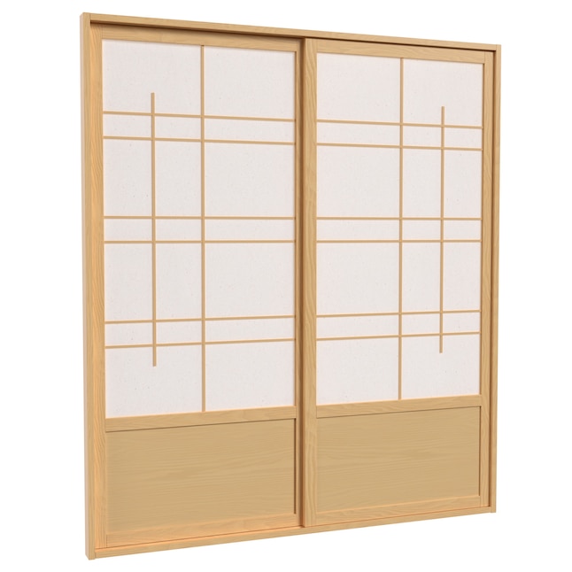Oriental Furniture 72-in x 82-in Natural 2-Panel Square Prefinished Pine Wood Sliding Door (Hardware Included) Oriental Furniture 72-in x 82-in Natural 2-Panel Square Prefinished Pine Wood Sliding Door (Hardware Included)