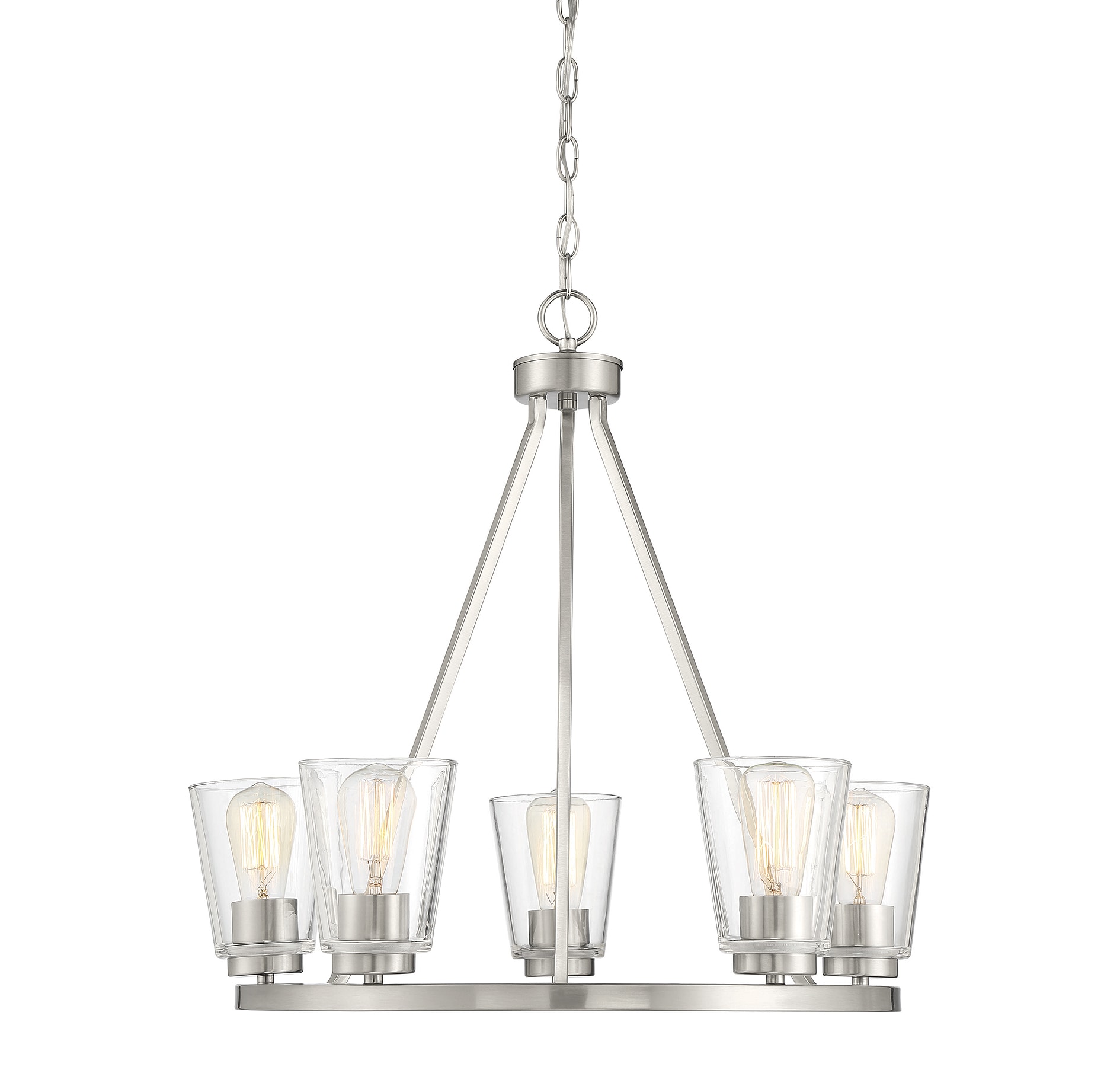 Calhoun Satin Nickel 5-Light Chandelier with Clear Glass Shades