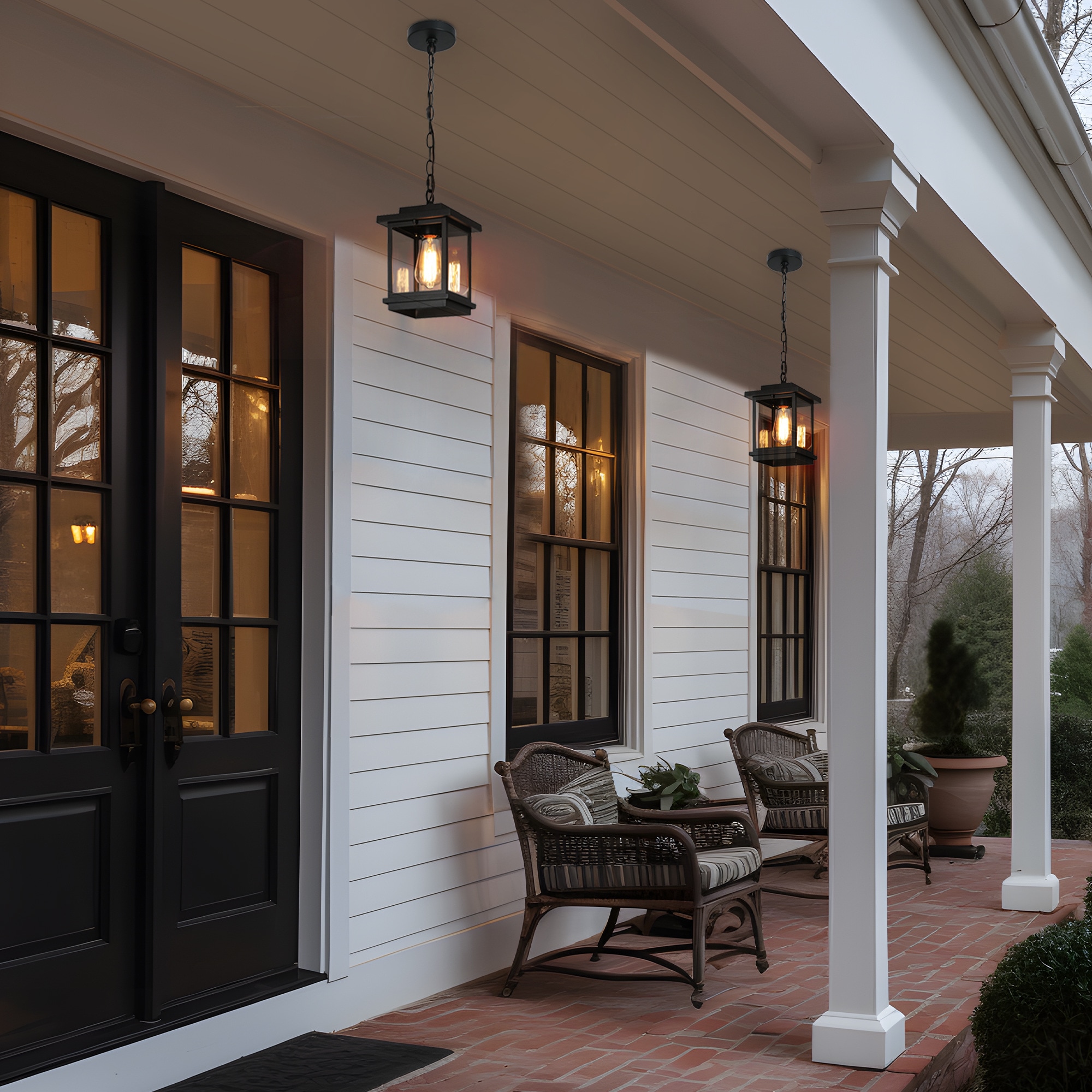 Matte Black Glass Mini Outdoor Pendant Light