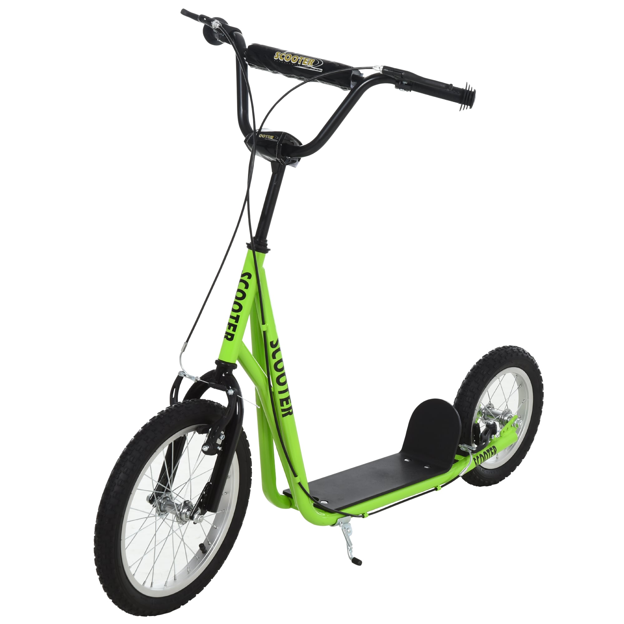 FAVSH Youth Scooter Teens Kick Scooter Adjustable Handlebar Ride On Toy for 5+ with 16in Front and 12in Rear Dual Brakes Inflatable Wheels Green