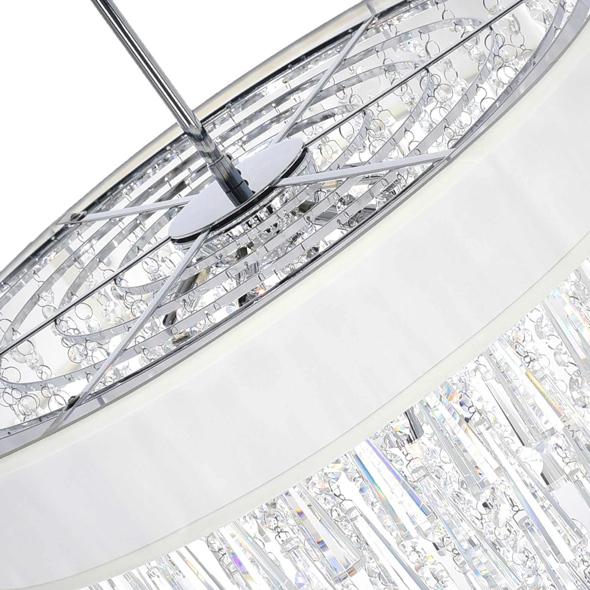 Chrome Mini Drum Shade Chandelier with Clear Glass Drops
