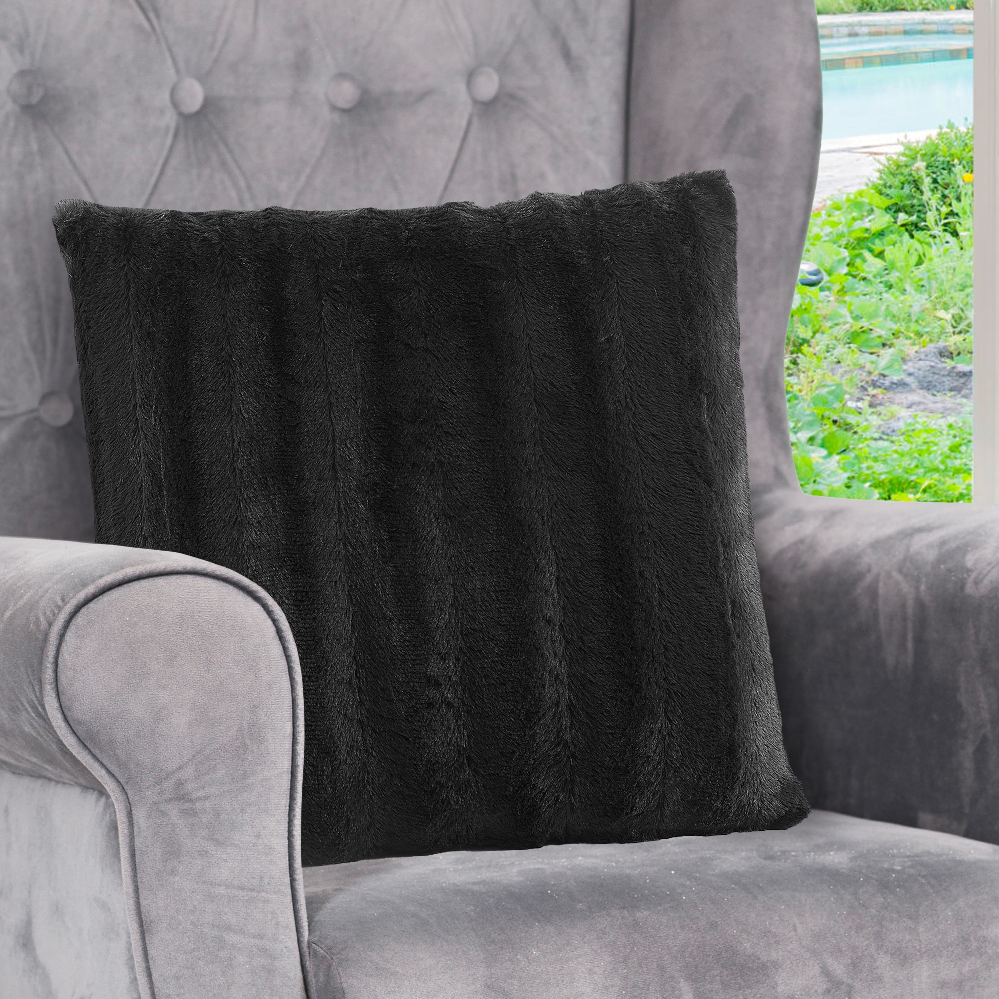 Cheer Collection  Faux Fur Throw Pillow Cover Soft Decorative Cushion Cover with Hidden Zipper 18 x 18 Inch