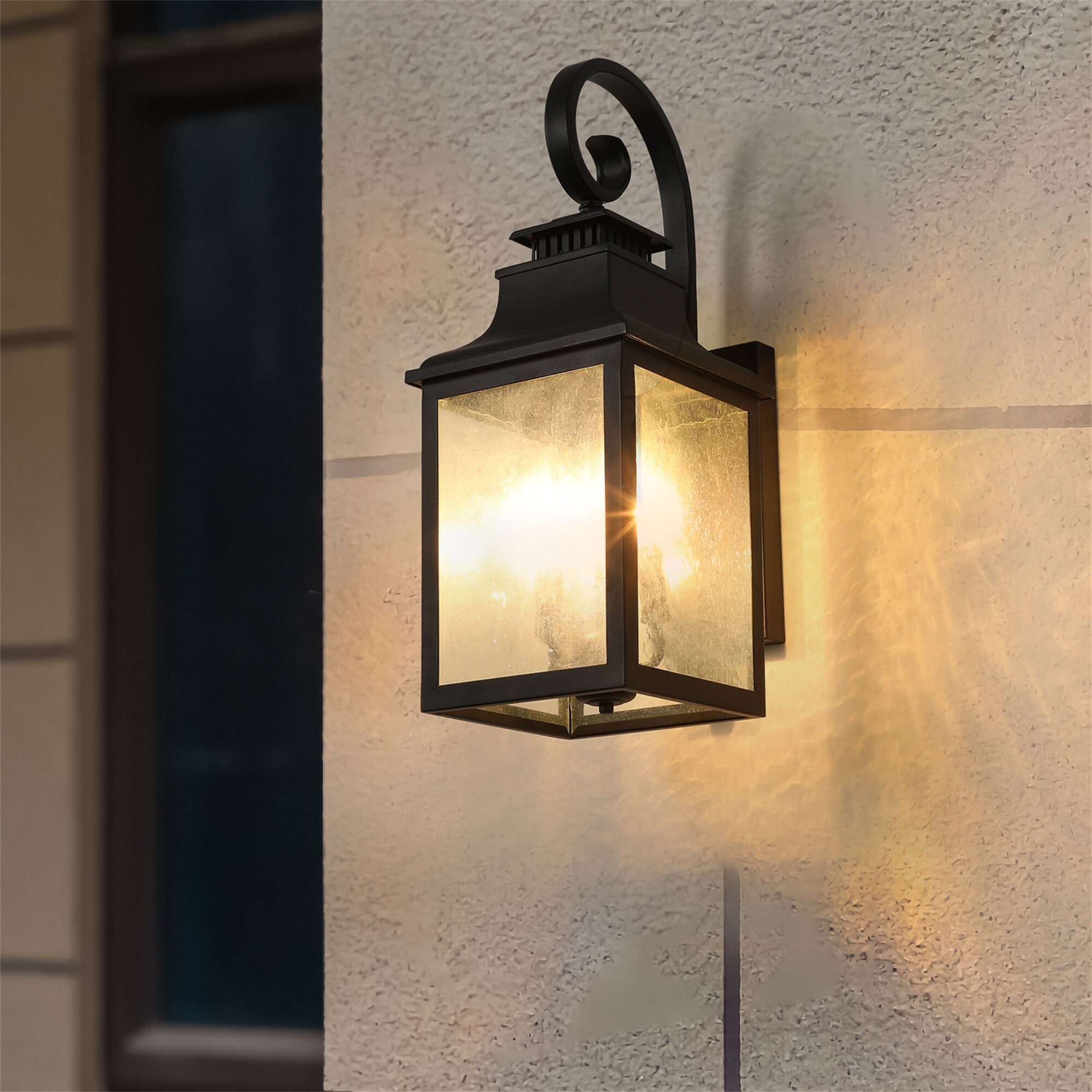 BABOOM BOM-P143685-OR 2-Pack Large Outdoor Wall Lamp 2 -Light 23-in H Black Hardwired Outdoor Wall Light