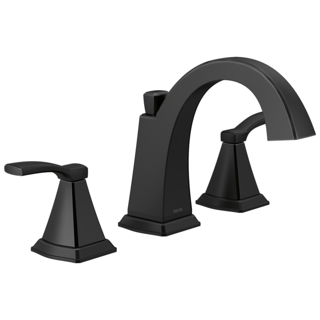 Delta Flynn Matte Black 2 Handle Widespread Watersense Bathroom Sink Faucet With Drain In The Faucets Department At Com - How To Paint Bathroom Faucets Matte Black