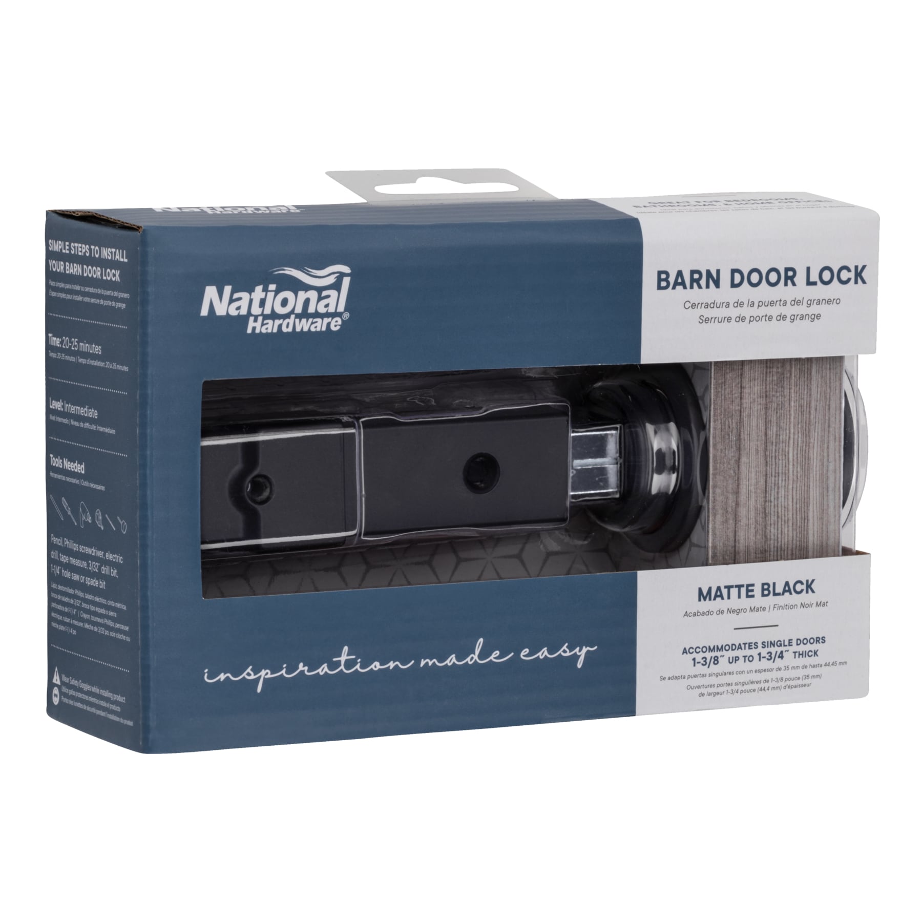 National Hardware Matte Black Indoor/Outdoor Barn Door Lock
