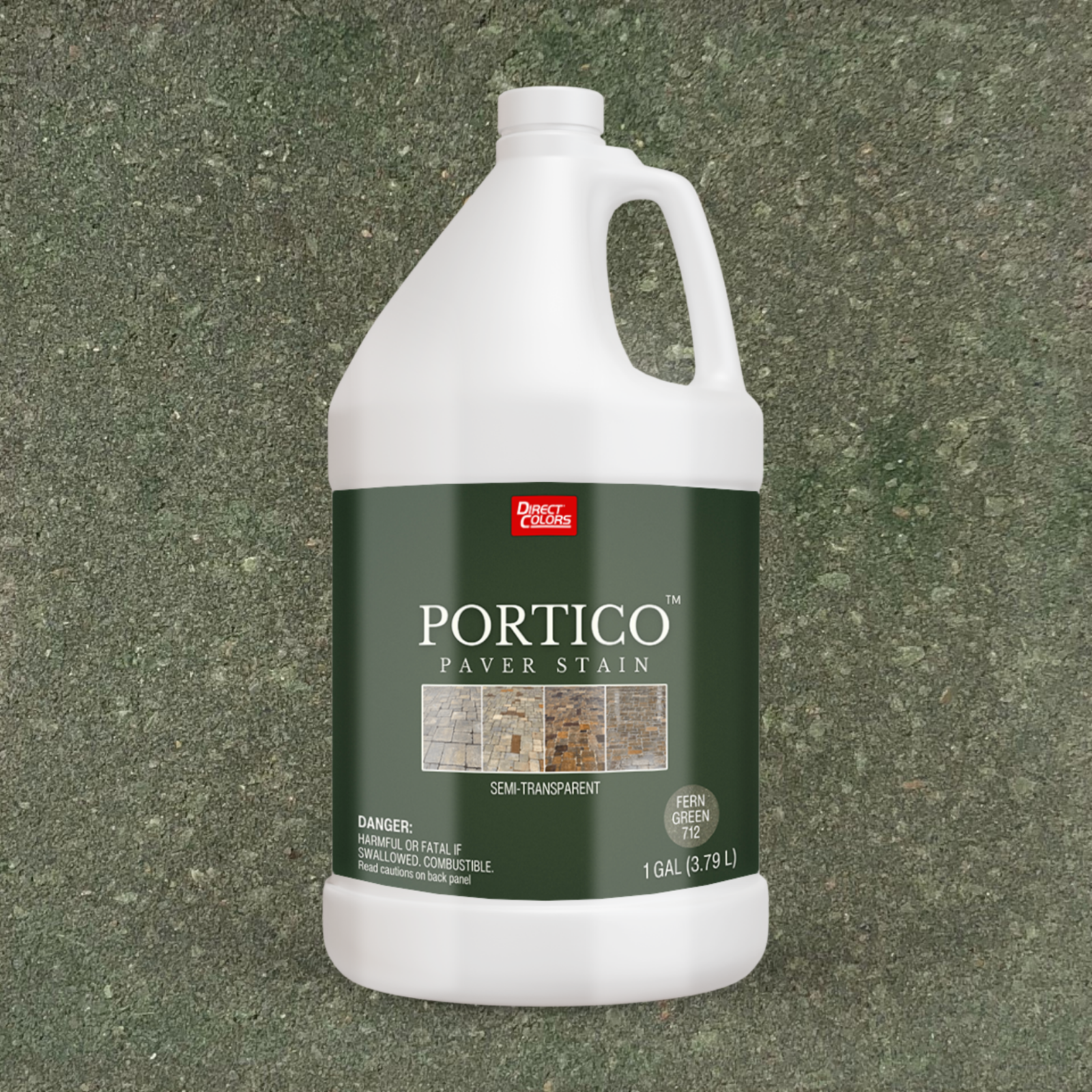 Direct Colors DC-POR-712-1GAL Portico Concrete Paver Stain Fern Green Solvent-based Ready-to-use Concrete stain ( 1-gallon )