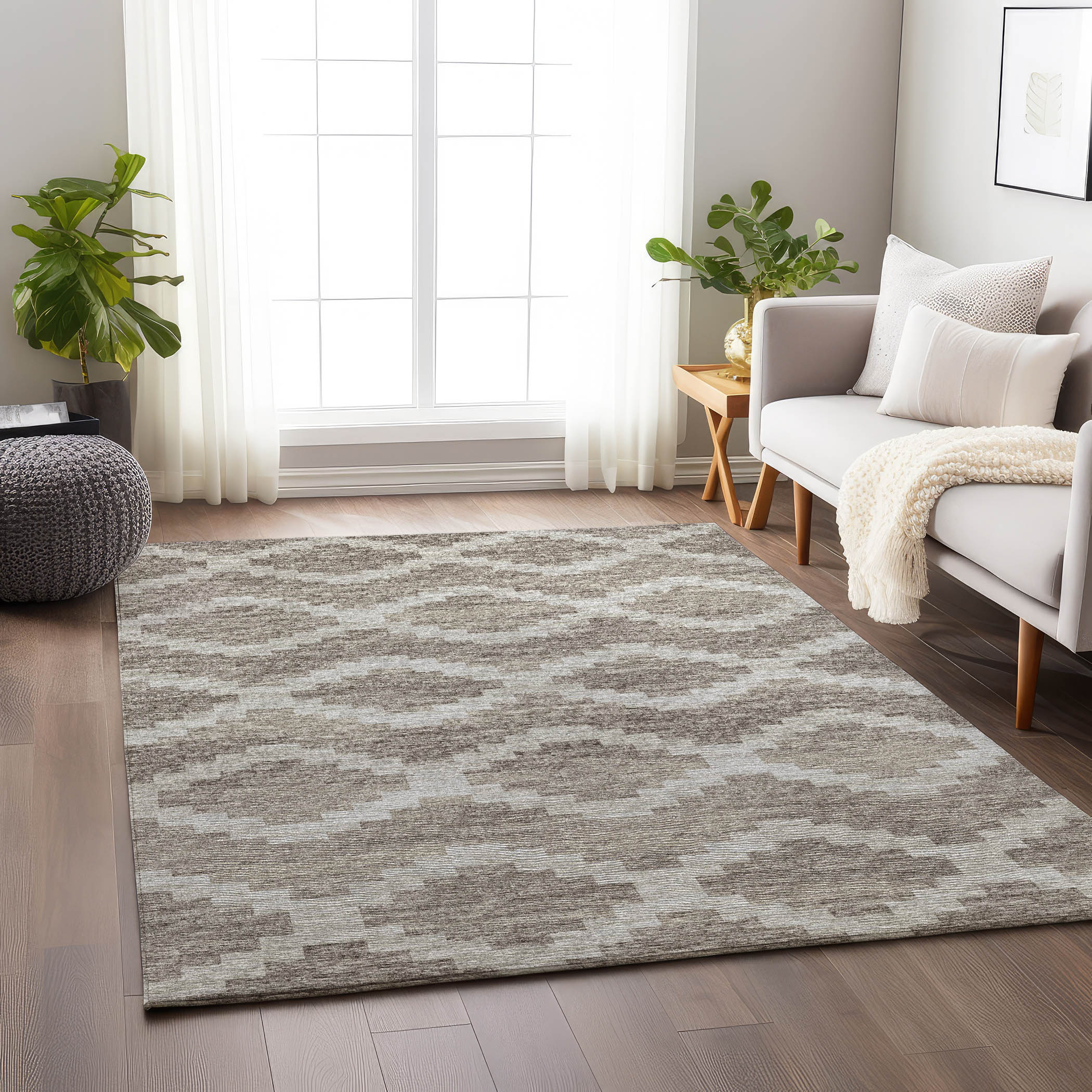 Addison Rugs AMF115TN8X10 Mayfield AMF115TN 8 x 10 (ft) Loomed Polyester Tan Rectangular Indoor Geometric Machine washable Area rug