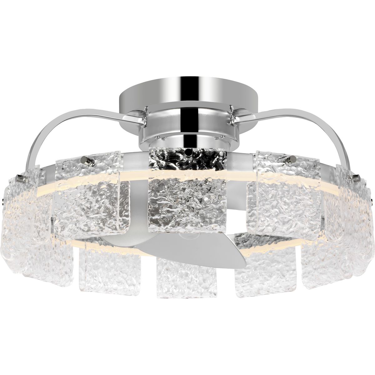 Polished Chrome 20" LED Fandelier with Remote and Glass Accents