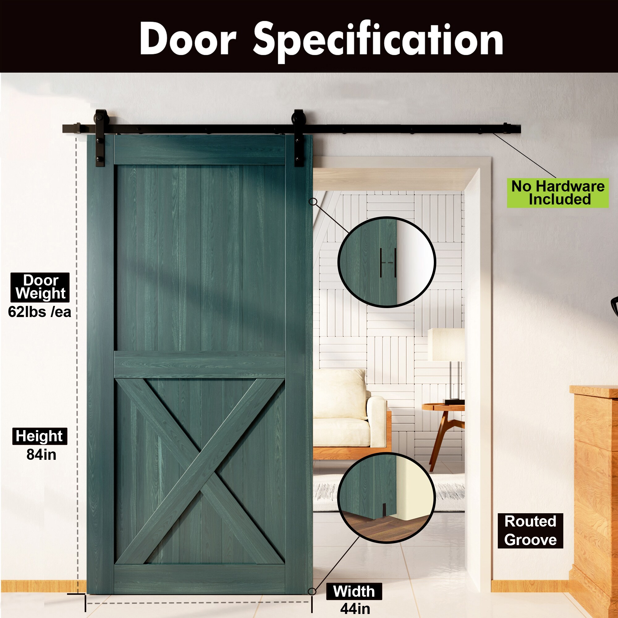 HOMACER 4484-X-RP Barn-Doors - View #3