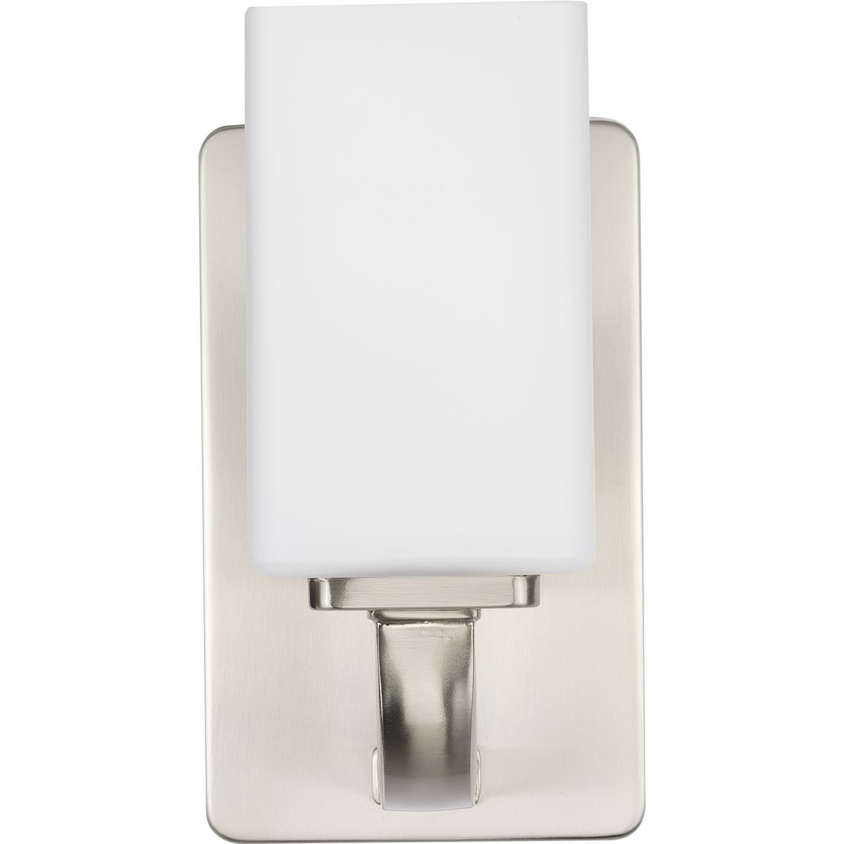 Brushed Nickel Cylinder Wall Sconce with Etched Opal Glass Shade