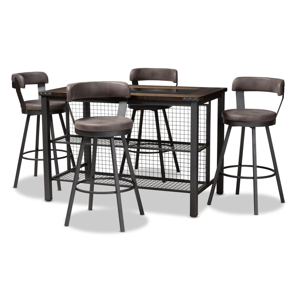 Baxton Studio 149-8969-8965-LW Arcene Grey Contemporary/Modern Dining Room Set with Rectangular Table (Seats 4)