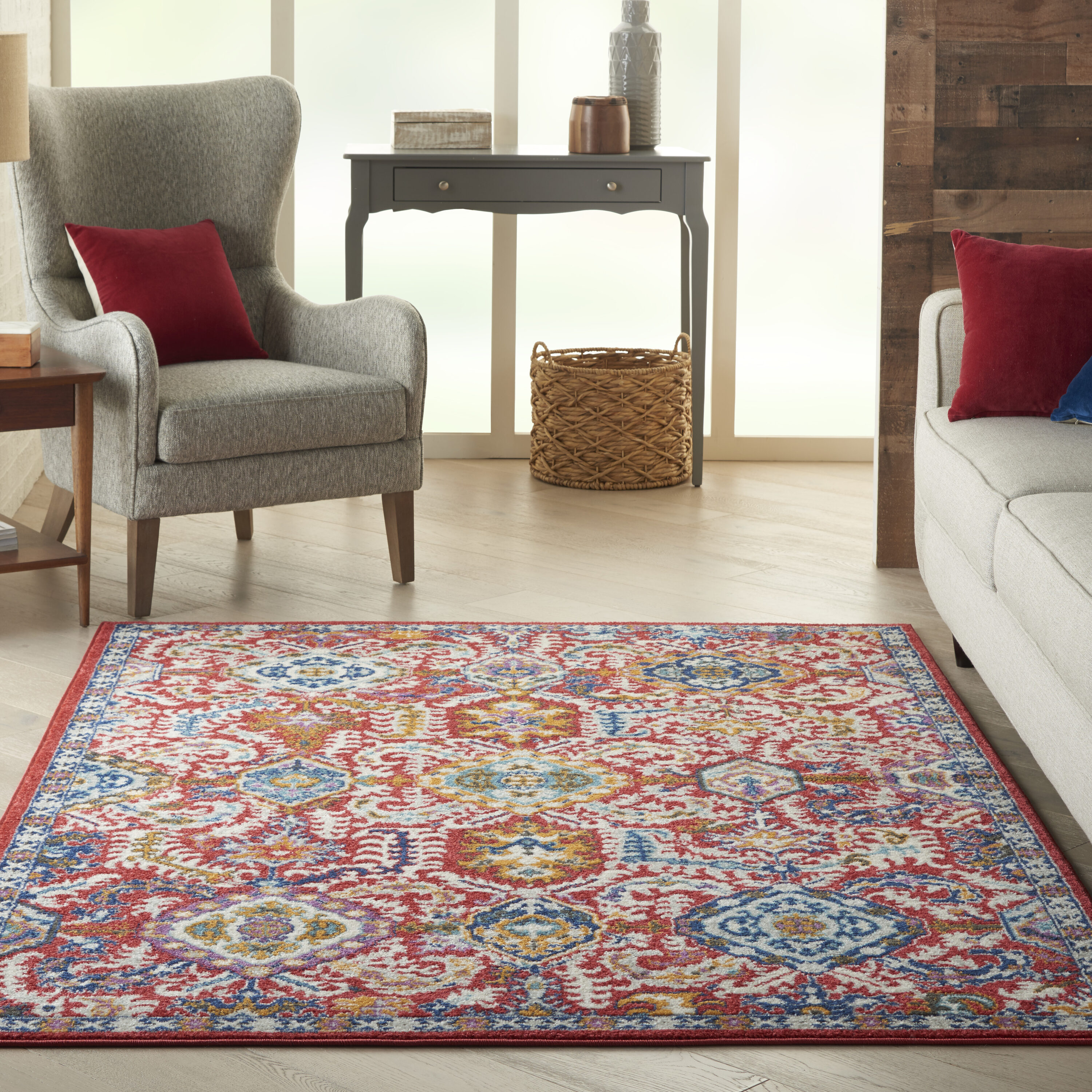 Nourison 99446766632 Passion 3 x 5 (ft) Loomed Polypropylene Red multicolored Rectangular Indoor Abstract Bohemian/Eclectic Area rug