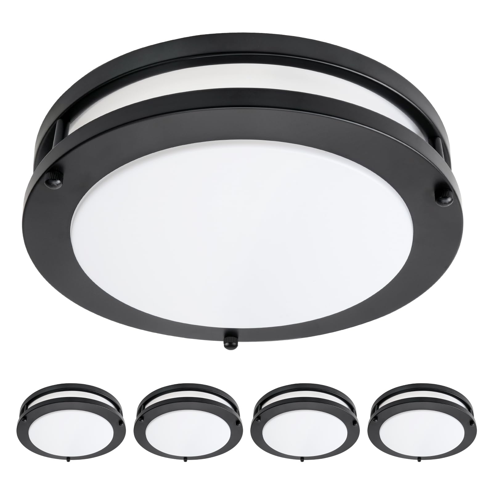 IUEST  4-Pack 10 Inch 24W LED Flush Mount Ceiling Lights 5000K Brightness Adjustable Brushed Nickel Lighting for Bedroom Bathroom Dining