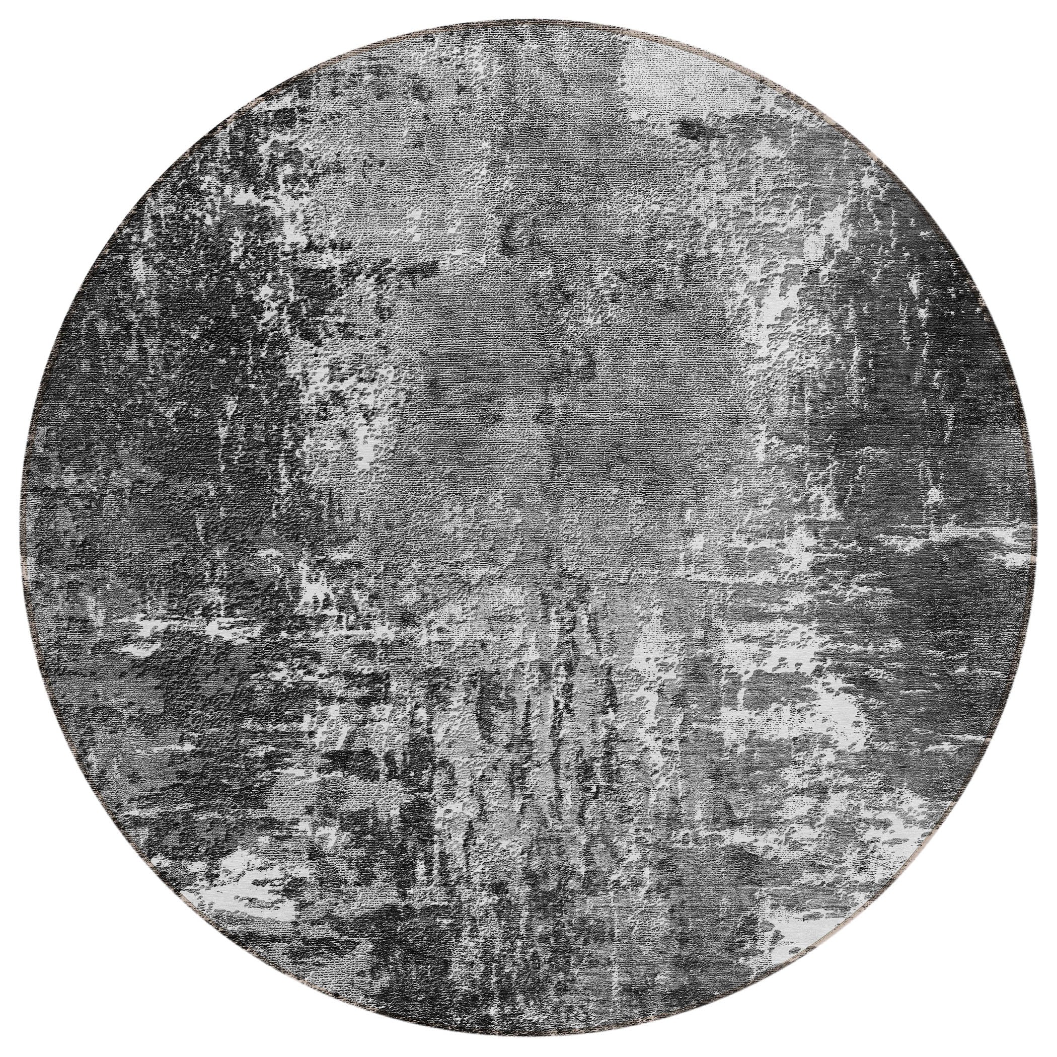 Addison Rugs ACN718GY8RO Chantille ACN718GY 8 x 8 (ft) Polyester Gray Round Indoor/Outdoor Geometric Machine washable Area rug