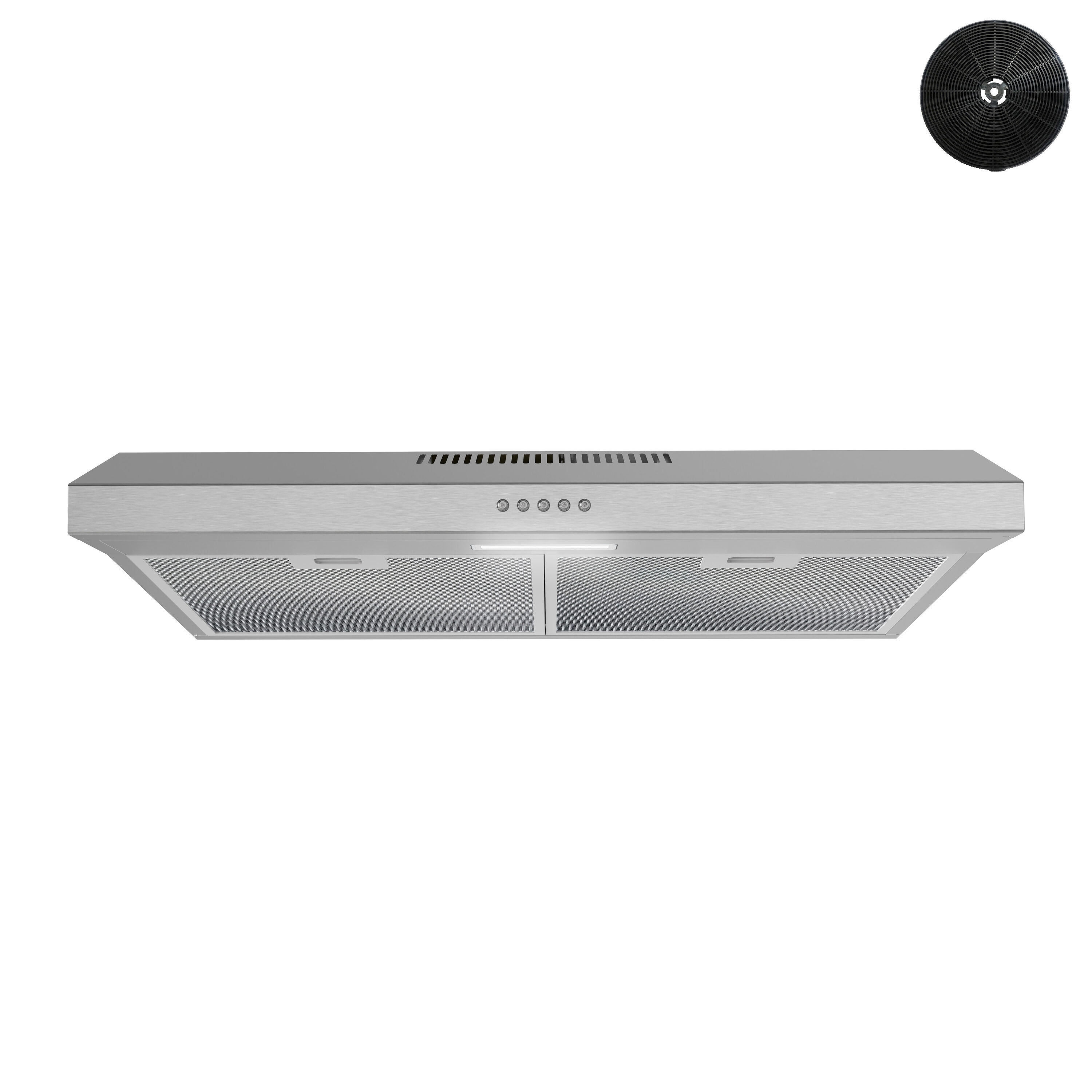 Streamline T-3007-1-CL 30 inch Convertible 80-CFM Stainless Steel Under Cabinet Range Hood with Charcoal Filter