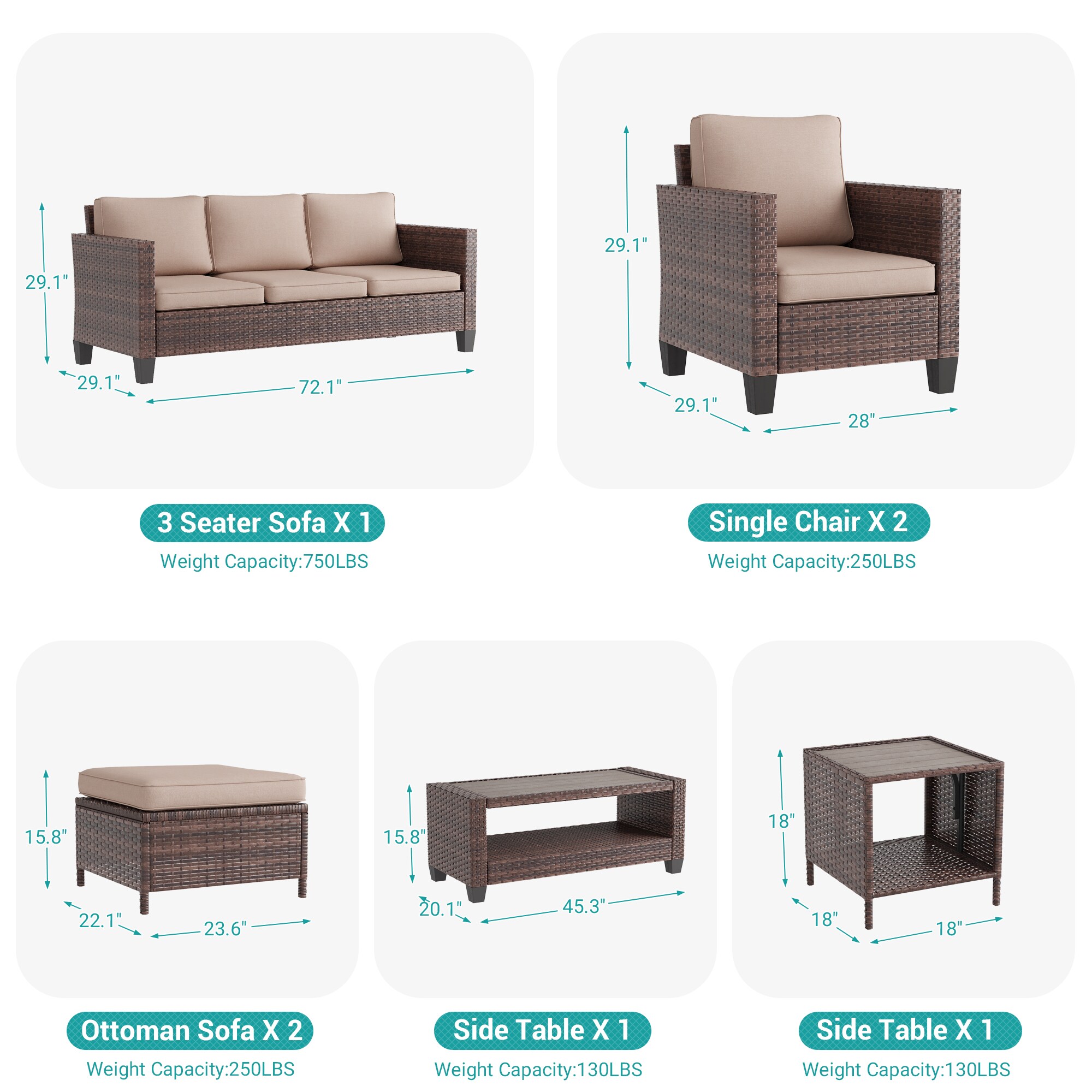 ACEGOSES LW-115BSD-S1T3 Patio-Conversation-Sets - View #2