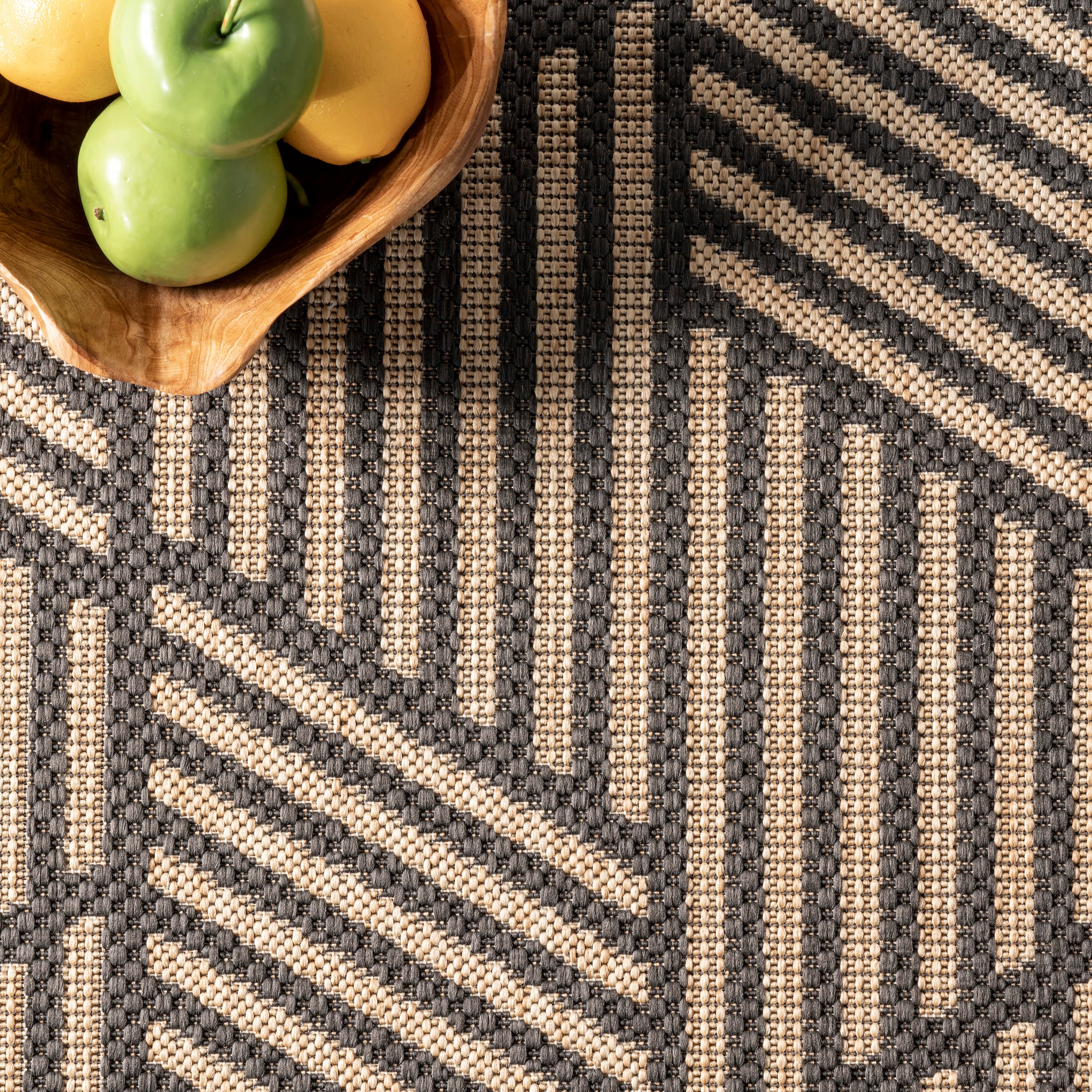 Reversible Charcoal Gray Geometric 4' x 6' Synthetic Area Rug
