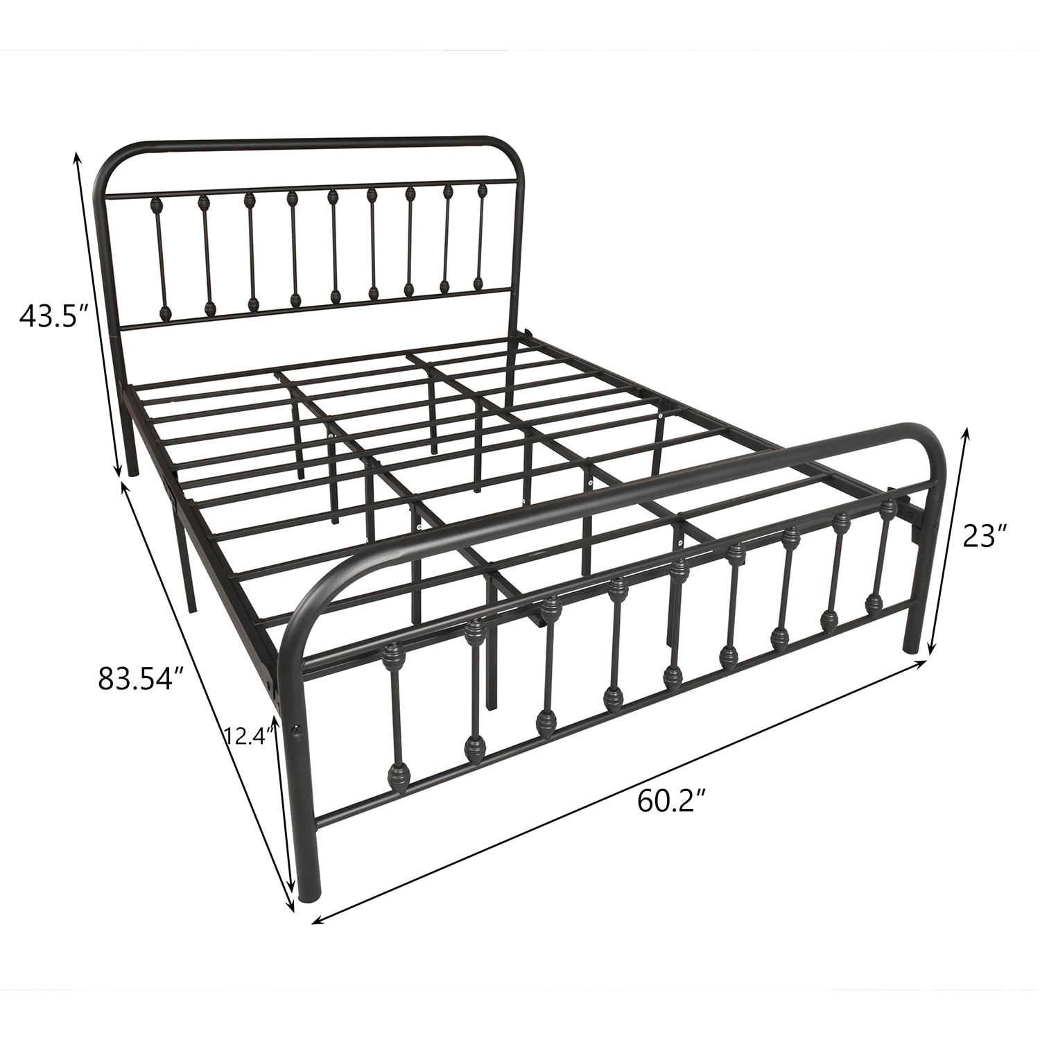 GZMR Queen Platform Bed Frame Black Queen Metal Platform Bed with ...