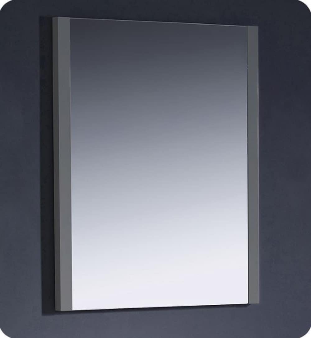 Sleek 25.5" x 31.5" Modern Gray Wood Frameless Bathroom Vanity Mirror