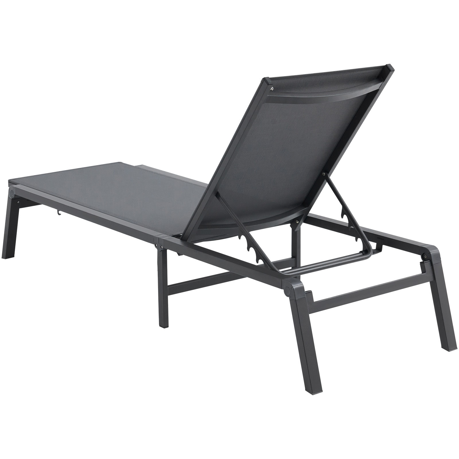 GIVIMO - 2-Chair Patio Chaise Lounge Set Aluminum 5-Recline 400-lb Each Sun Loungers with Sterlin...