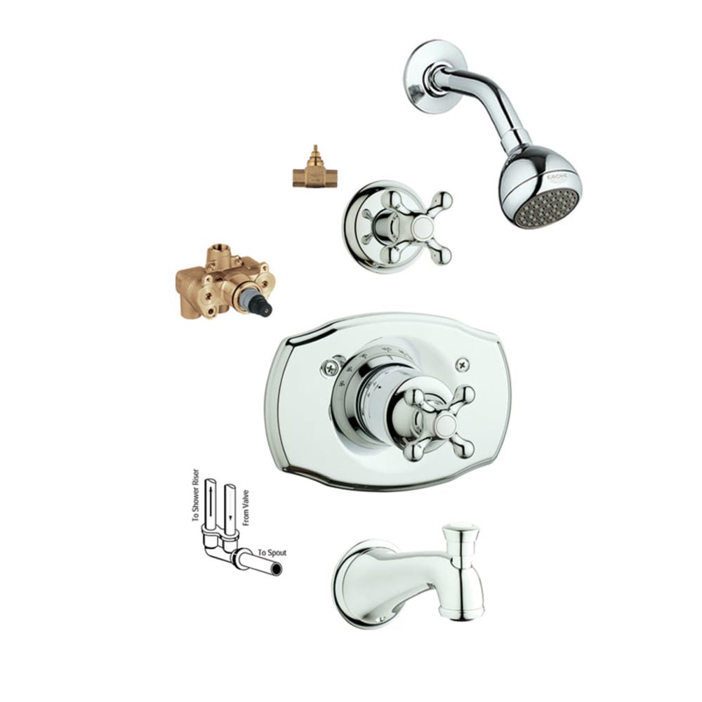 GROHE KTS19612-34124R-000 Seabury Starlight chrome 1-handle Single function 2.5625-in Round Bathtub and shower Faucet with Valve