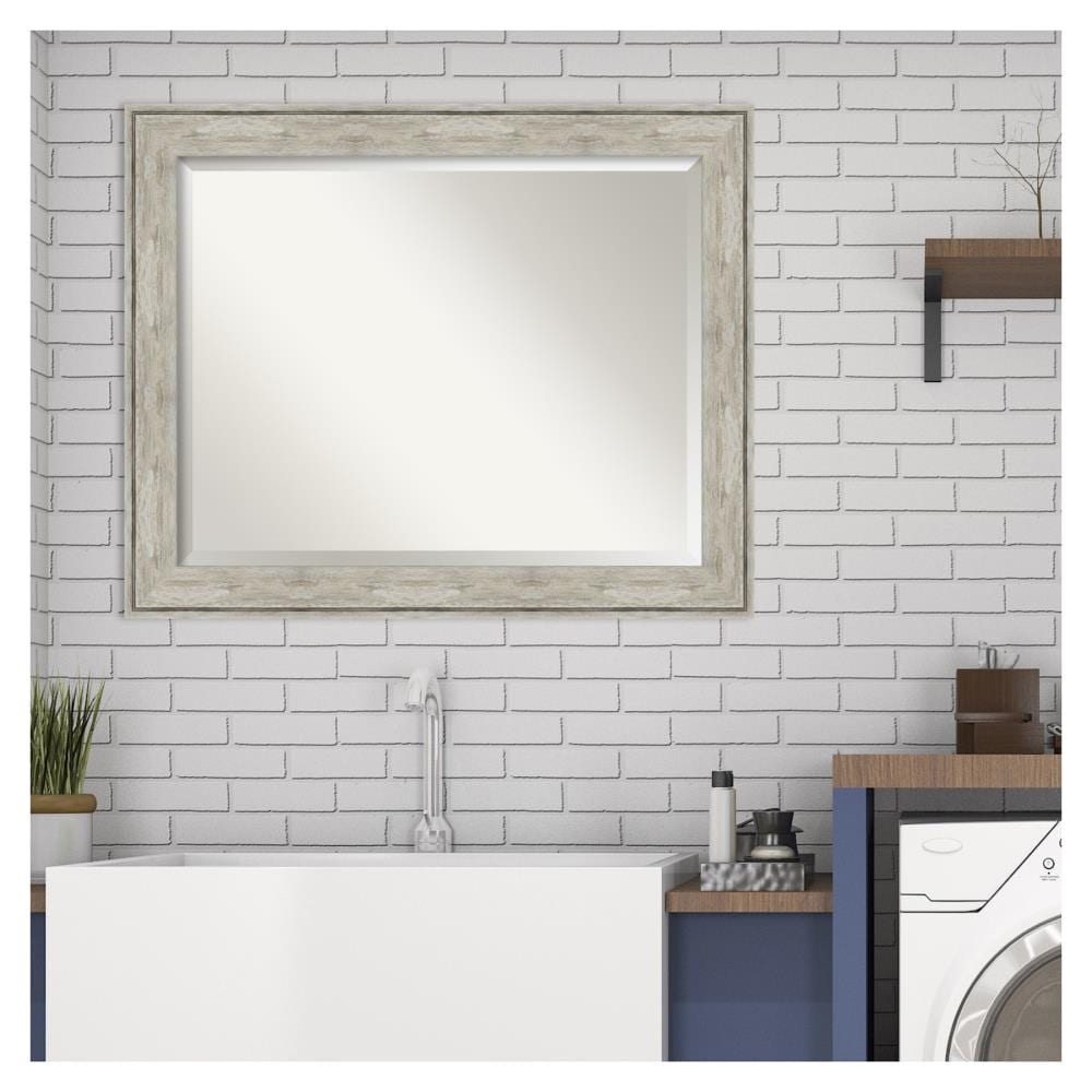 Rectangular Silver Metallic Framed Bathroom Vanity Mirror
