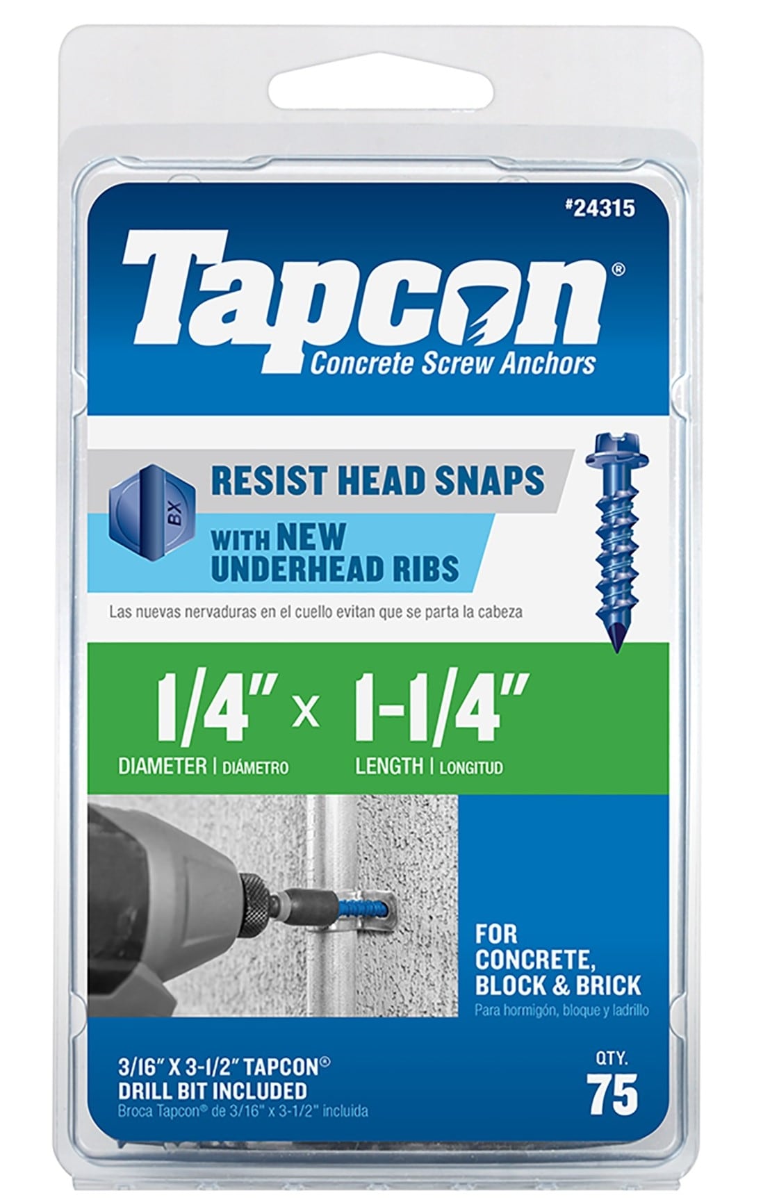 Inspektør Stearinlys nikkel Tapcon 1/4-in x 1-1/4-in Head Blue Concrete Anchors (75) in the Concrete  Anchors department at Lowes.com
