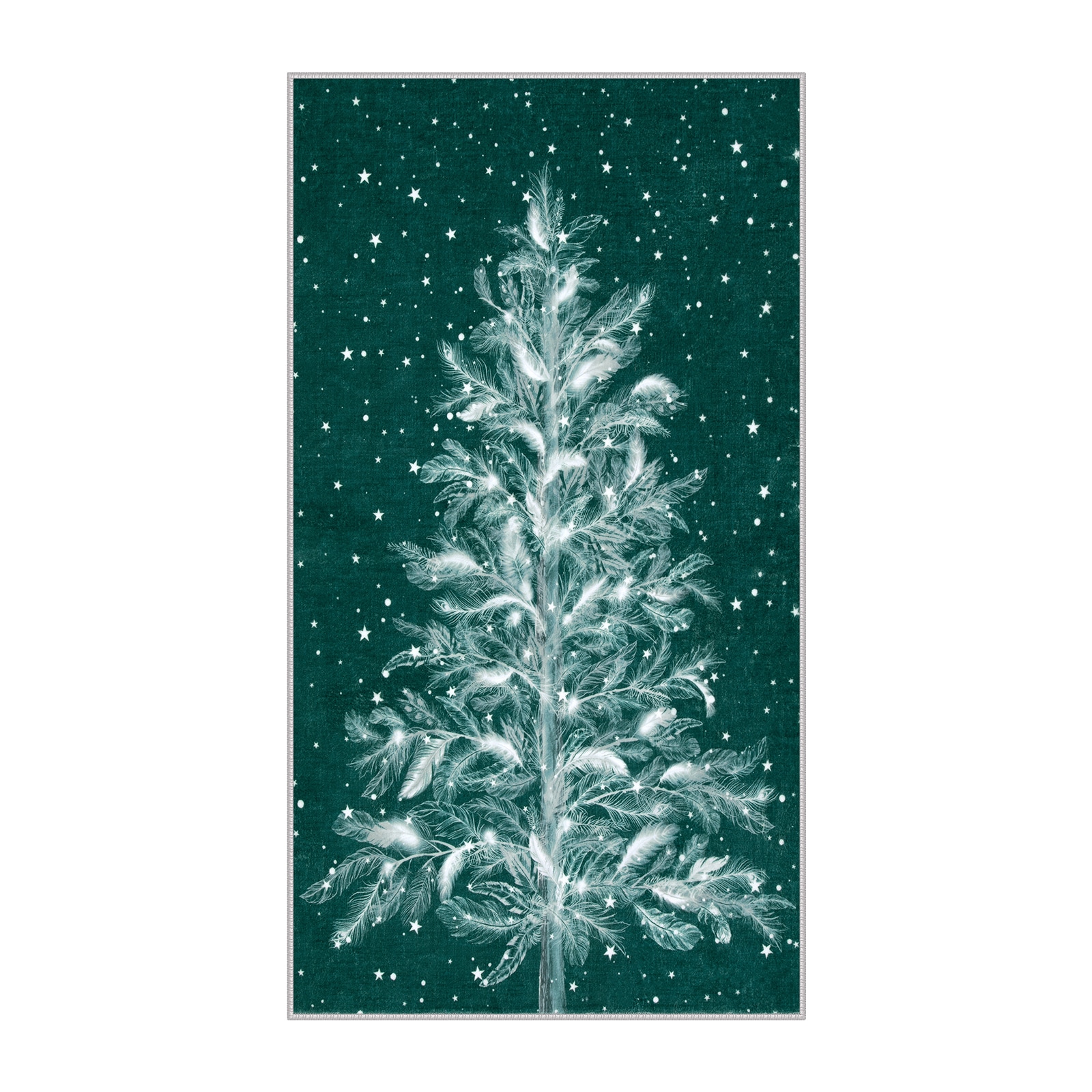 Lahome AR-DYR-409-G3 2 x 4 (ft)Green Christmas Forest Deer Moroccan Full Coverage Pearl Velvet Rectangular Indoor Area Rug
