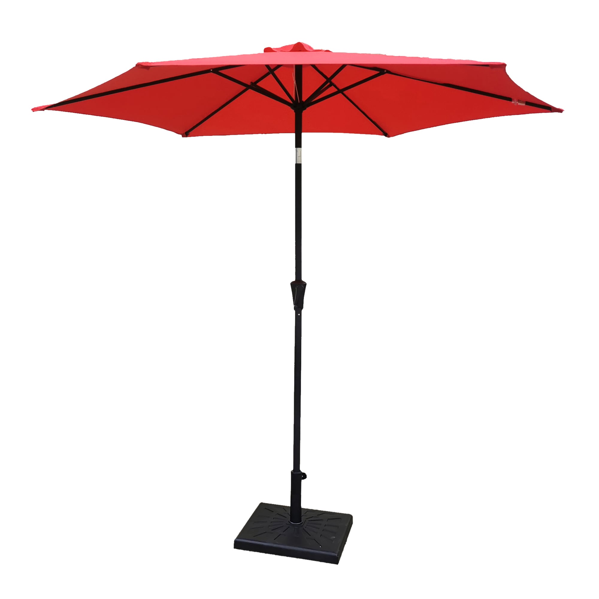 Maocao Hoom BHB010S00236 8.8-ft Steel Red Market Patio Umbrella with Base