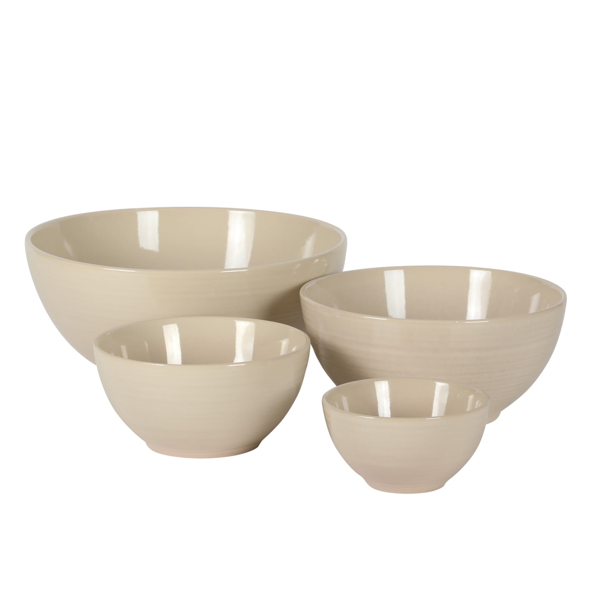 Gibson Elite  Maple Grove 4 Piece Stoneware Nesting Bowl Set Reactive Glaze Mixing and Serving Bowls Dishwasher and Microwave Safe Gray