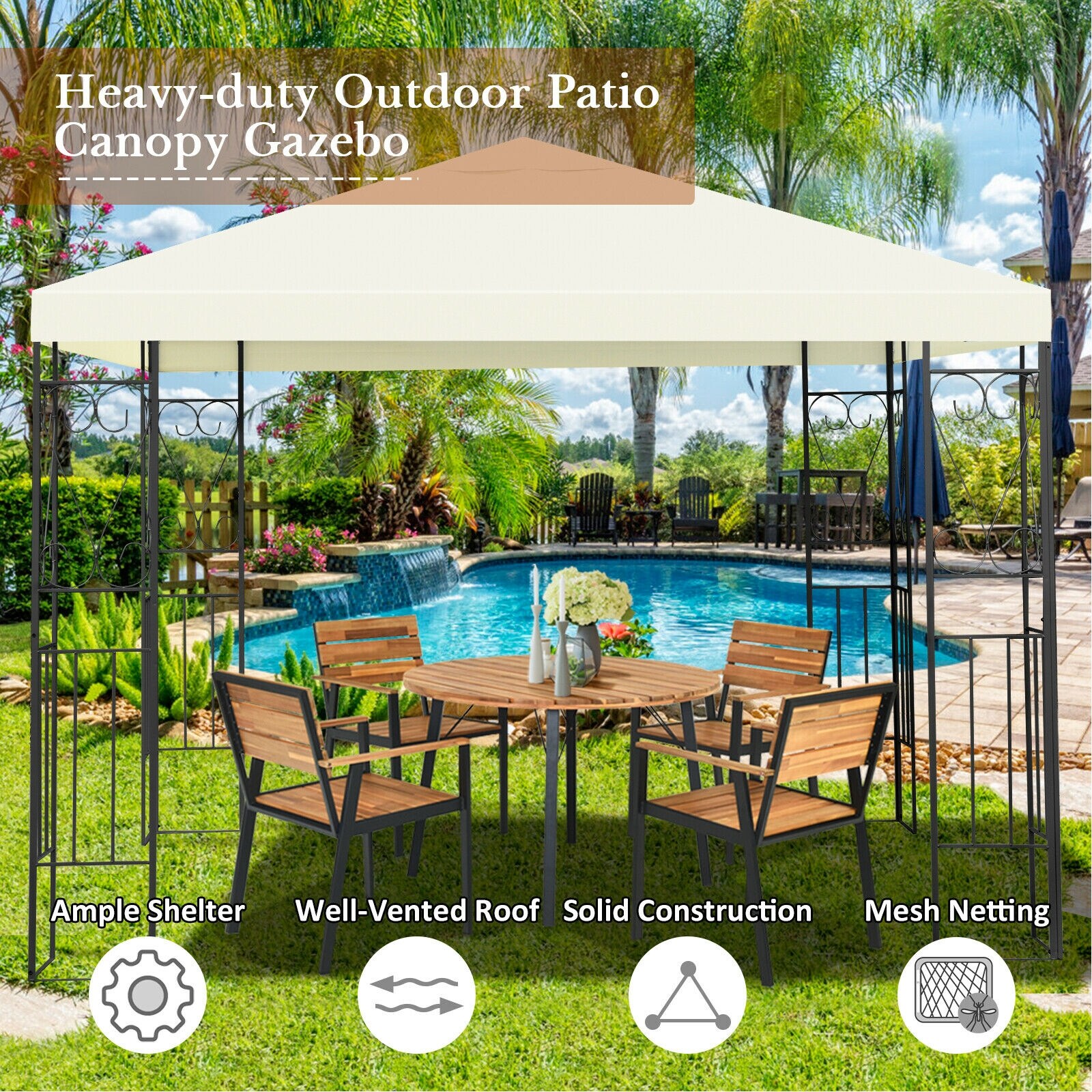 Clihome CWCH-OP70C662 Wood-Resin-Gazebos - View #9