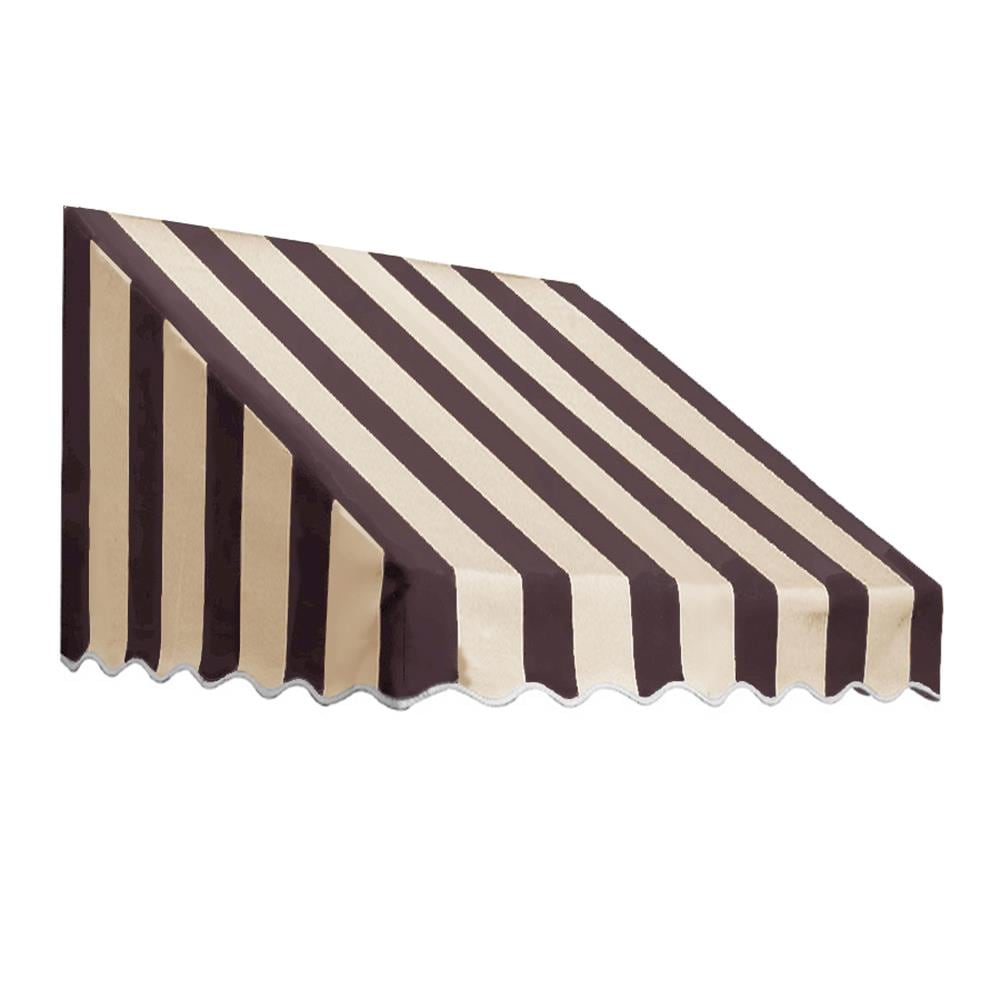 Awntech EF1030-8BRNT San Francisco 100.5-in Wide x 30-in Projection x 16-in Height Fabric Brown/Tan Striped Fixed Window/Door Awning